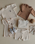 Organic Sun Hat - Caramel Striped - UPF50+