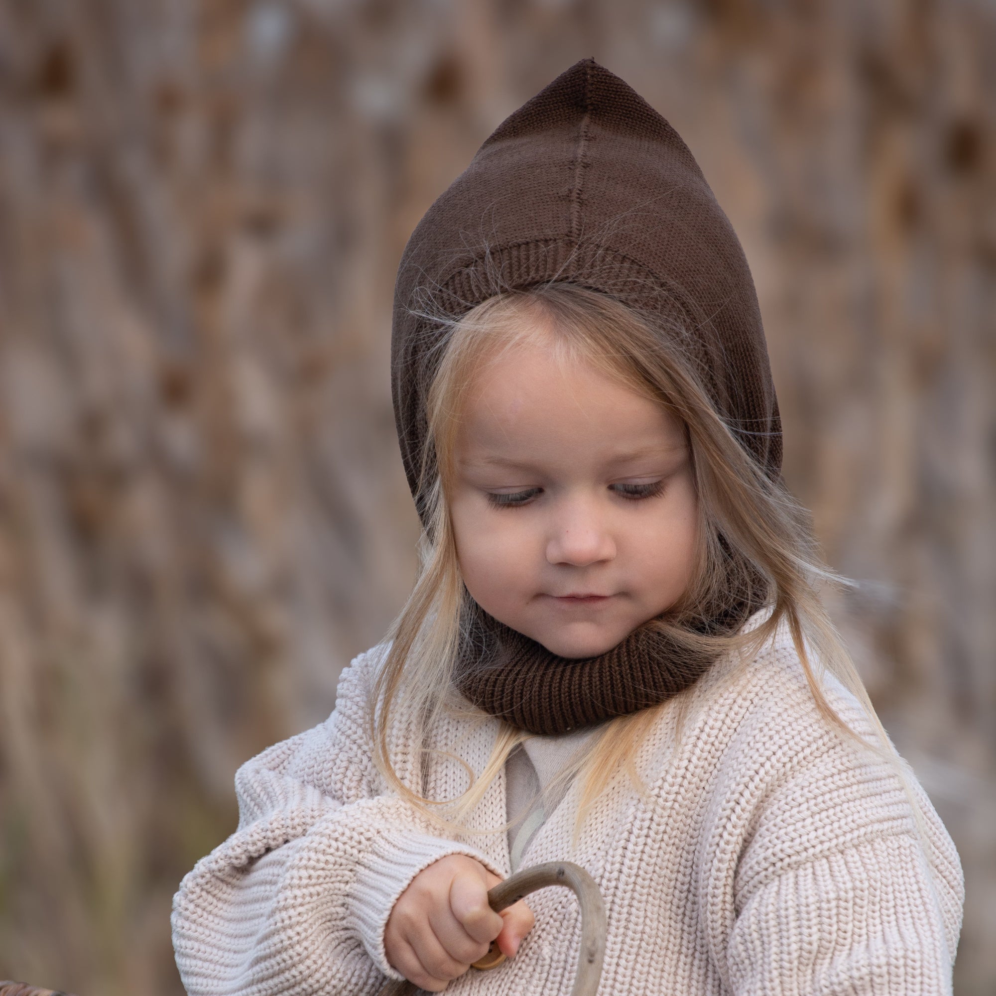 Organic Knit Balaclava - Chocolate Brown