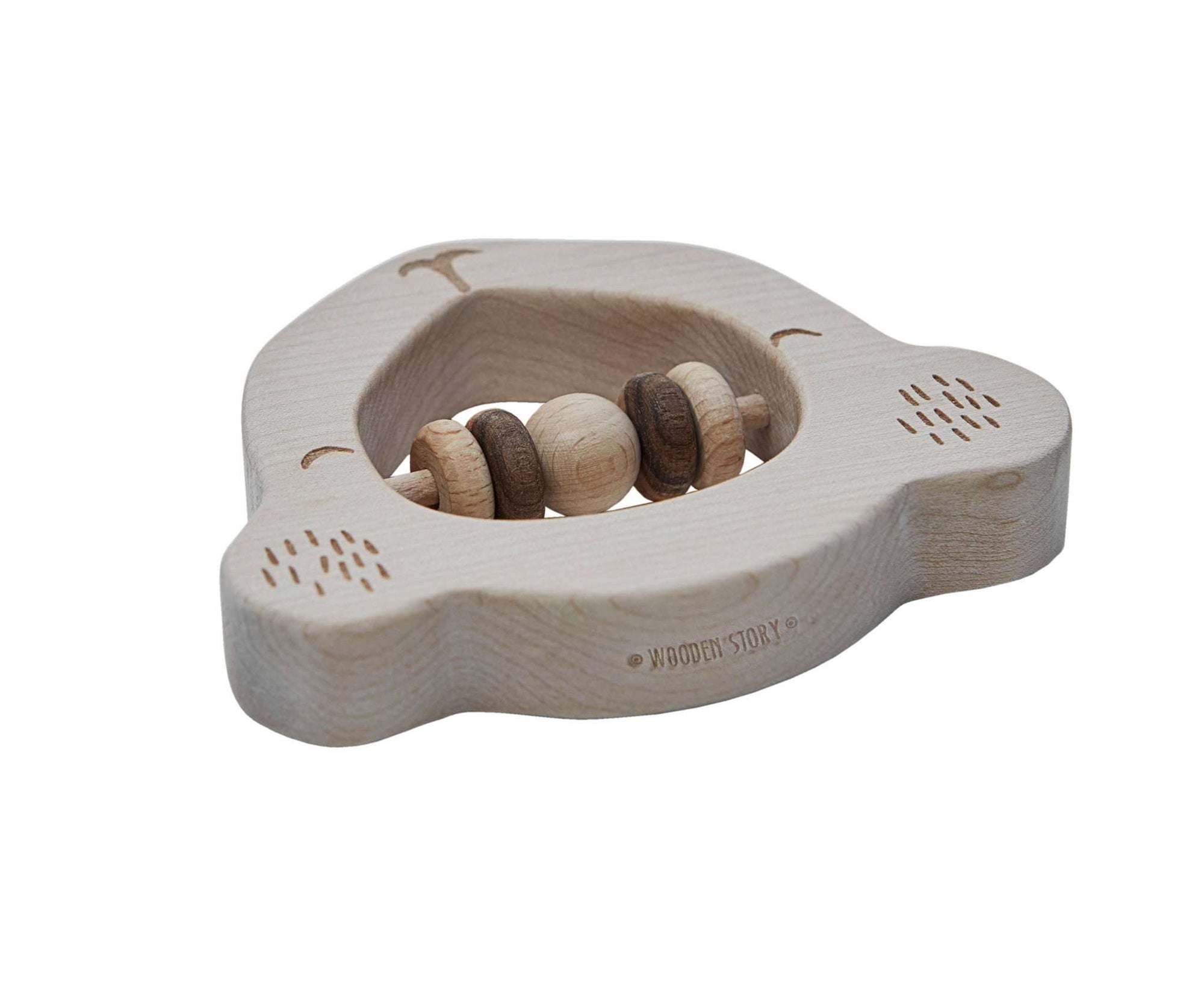 Natural Wooden Teething Rattle - Koala