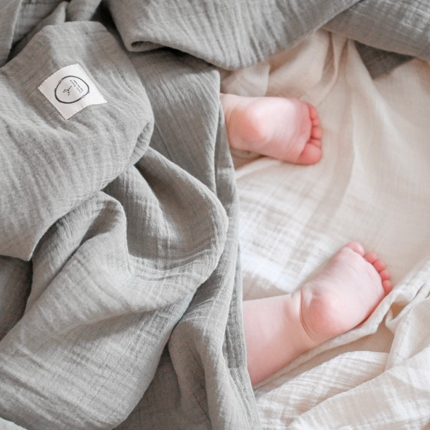 Organic Muslin Swaddle - Khaki - 120x120cm