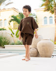 Organic Summer Knit Shorts - Chocolate Brown