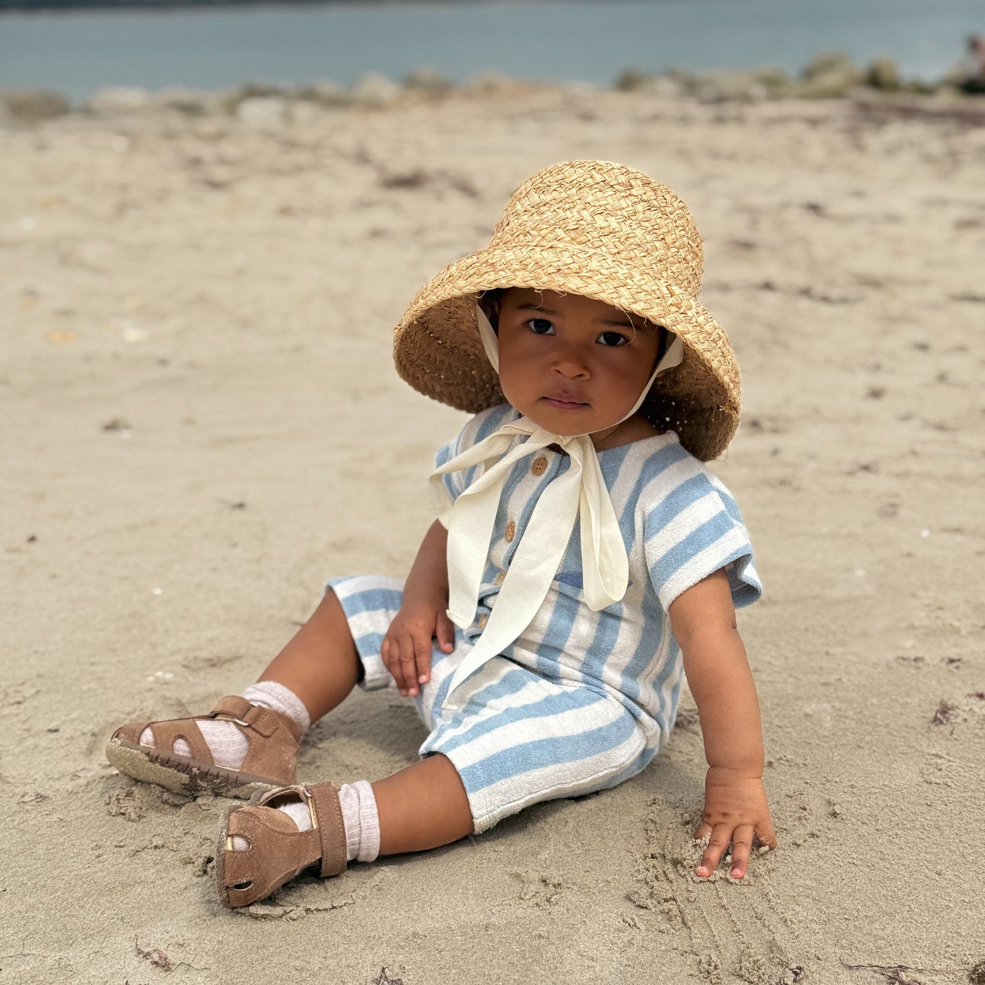 Organic Terry Onesie - Blue Striped