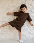 Organic Palm Summer Knit Shirt - Chocolate Brown