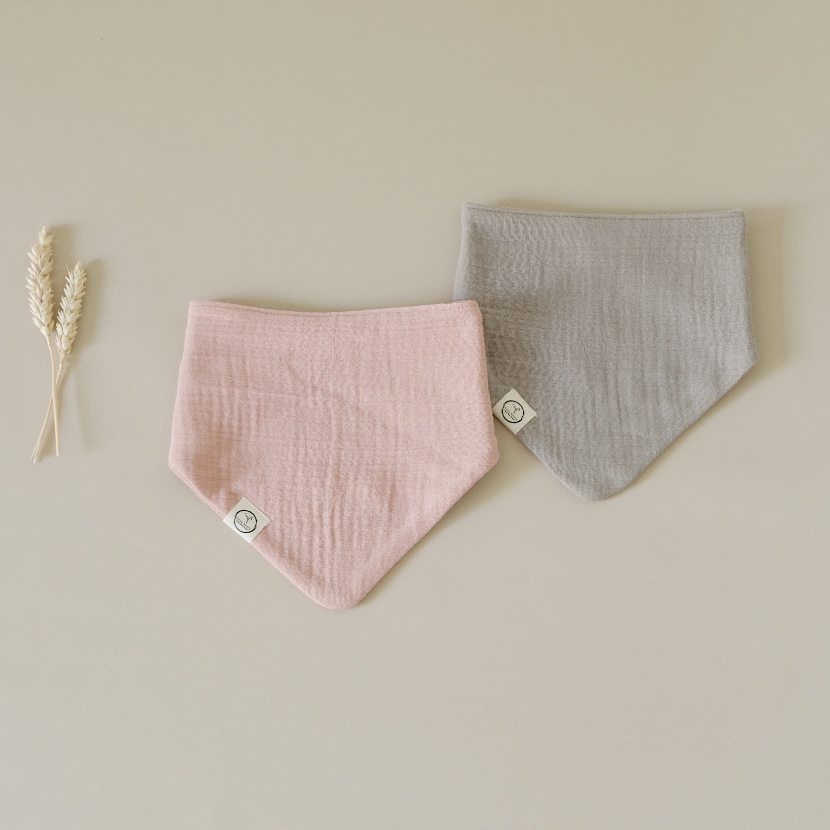 Organic Muslin Bibs - Dusty Rose/Caramel