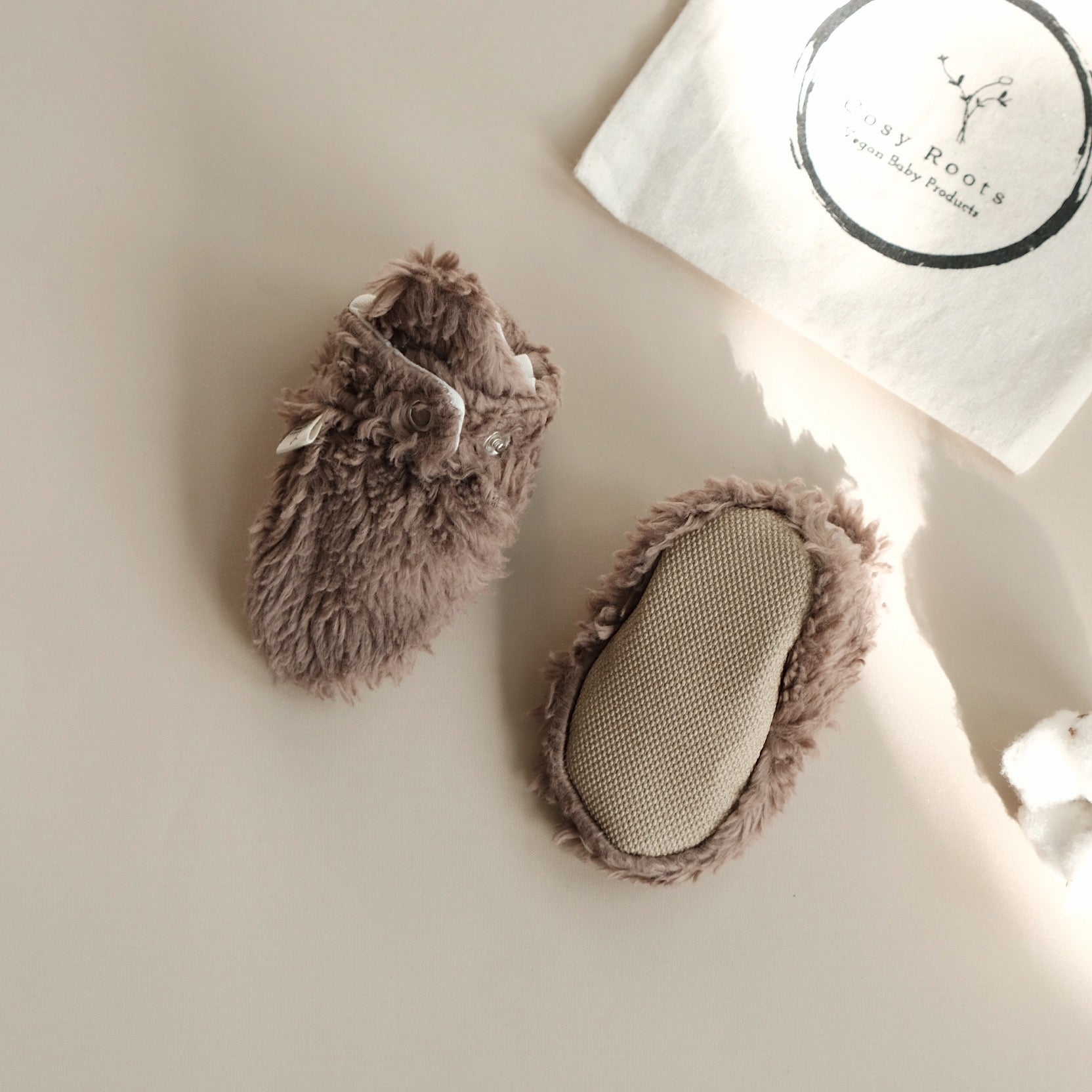 Organic Teddy Booties - Mocha