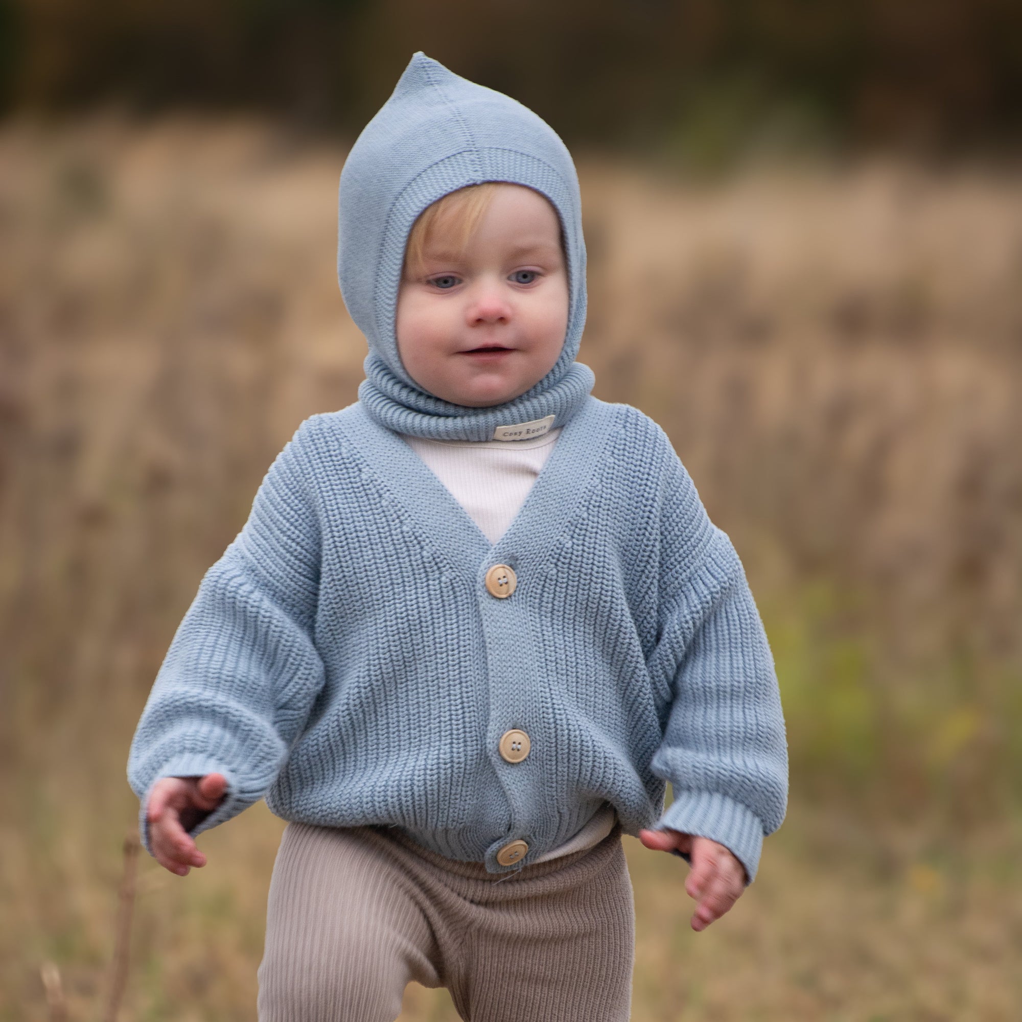 Organic Knit Balaclava - Dusty Blue