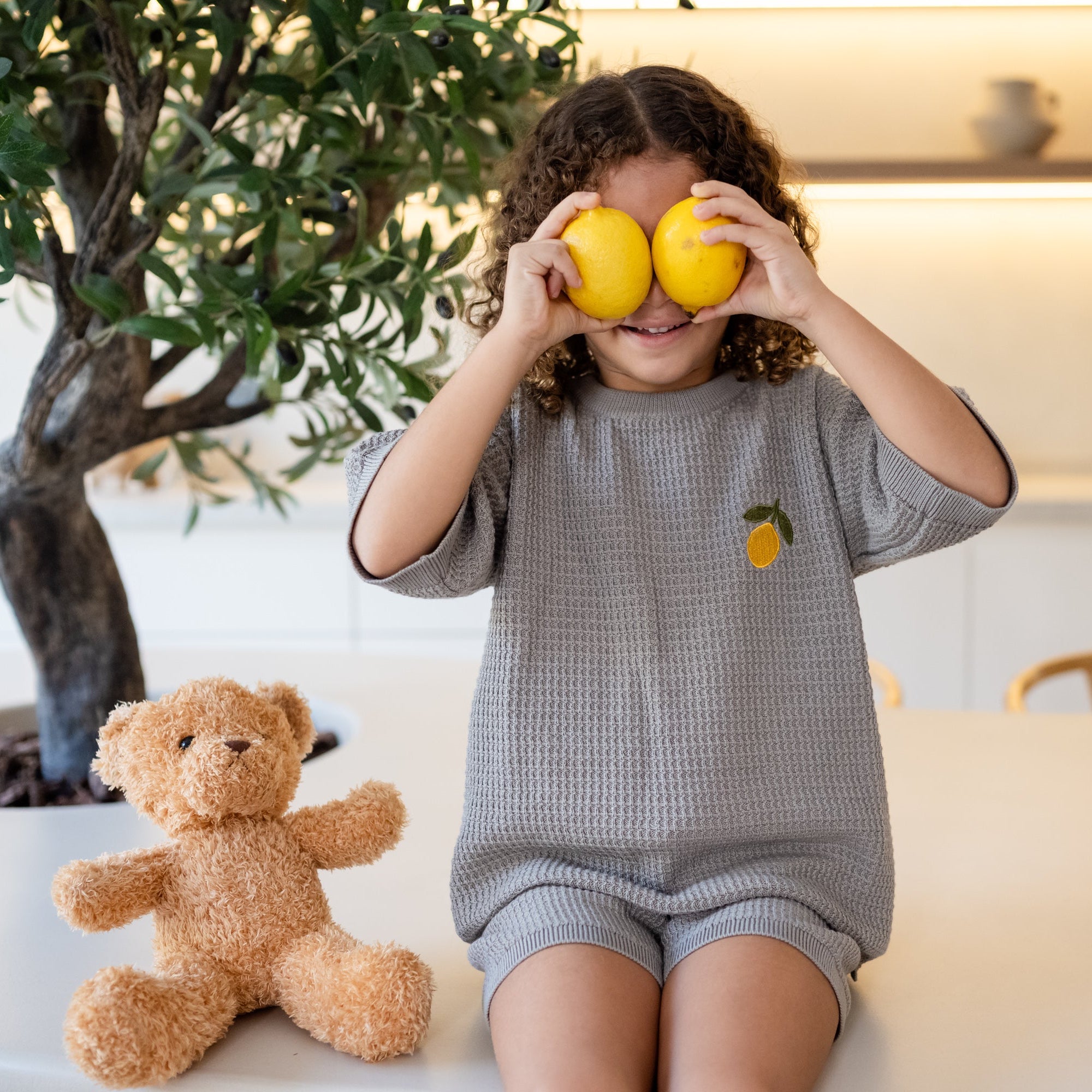 Organic Summer Knit Shorts - Khaki