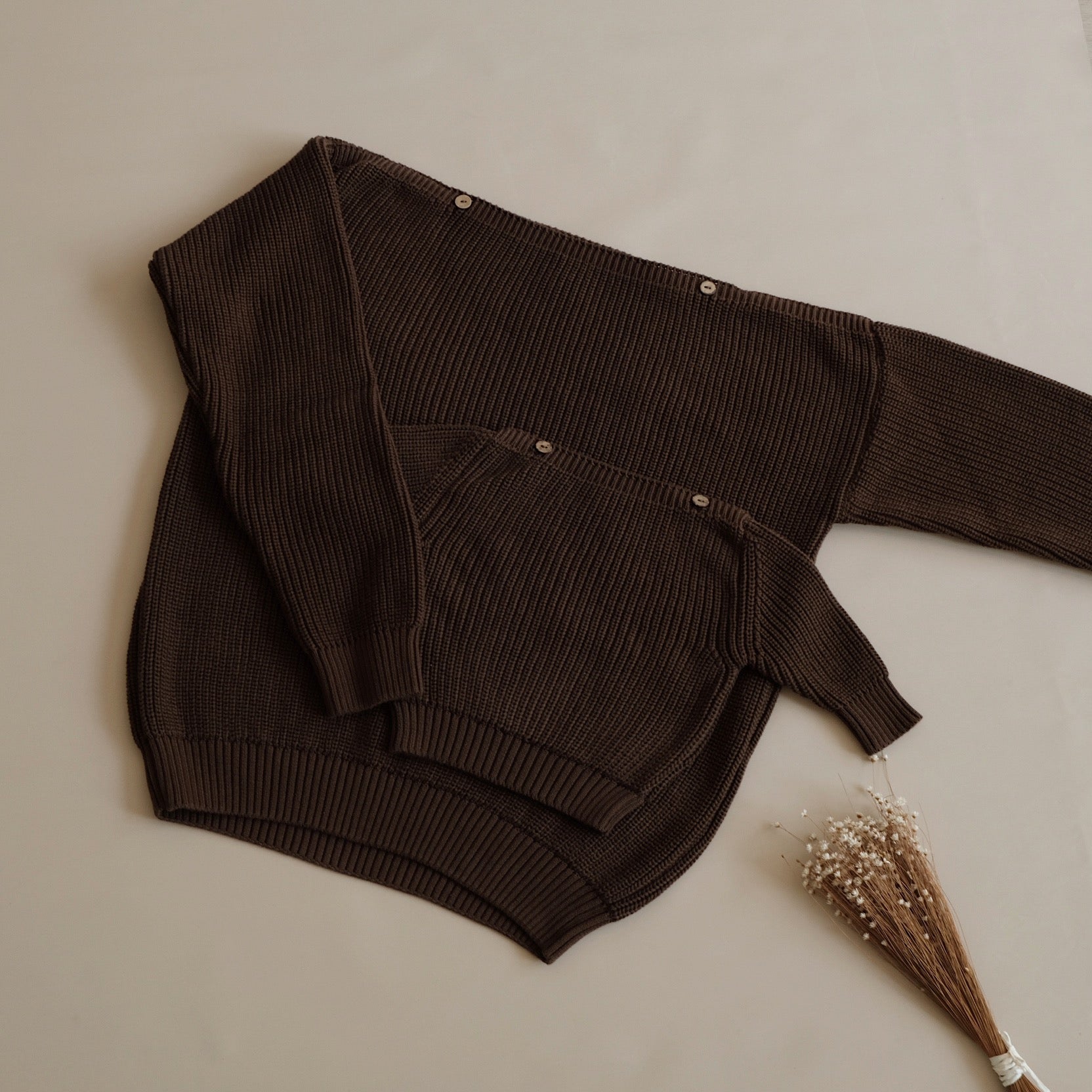 Organic Oversize Knit Pulli - Chocolate