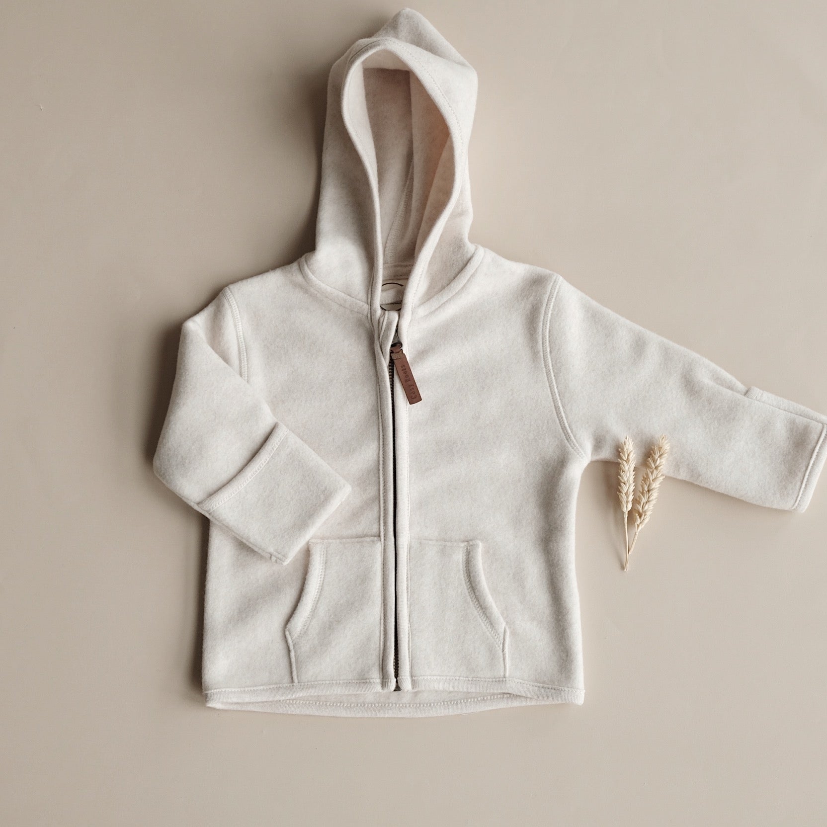 Organic Fleece Jacket - Light Beige Melange