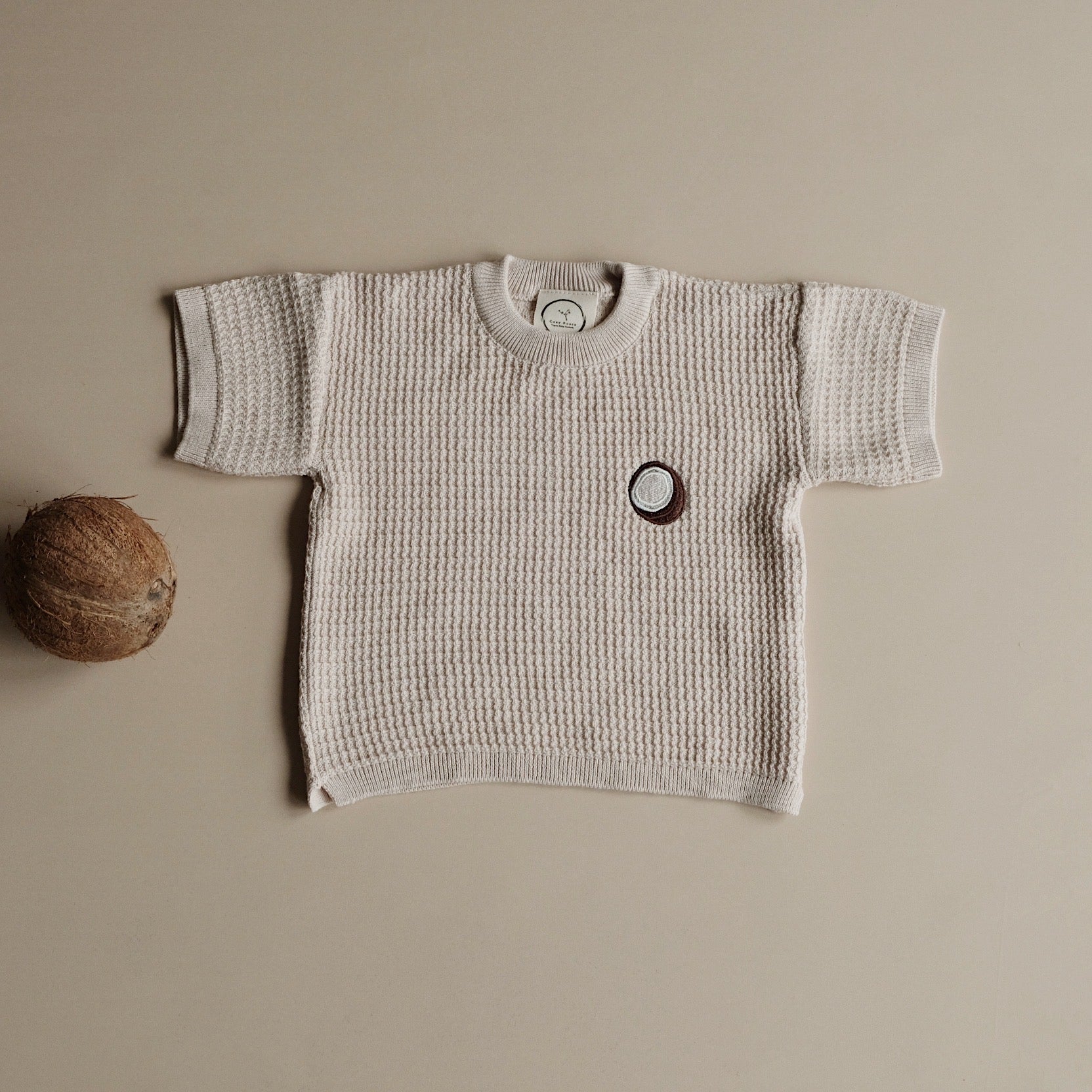 Organic Summer Knit Shirt - Coconut Sand
