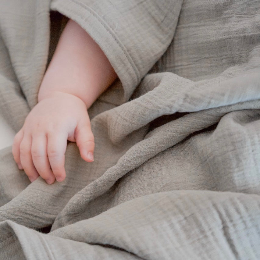 Organic Muslin Swaddle - Khaki - 120x120cm