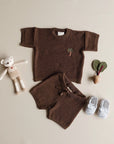 Organic Summer Knit Shorts - Chocolate Brown