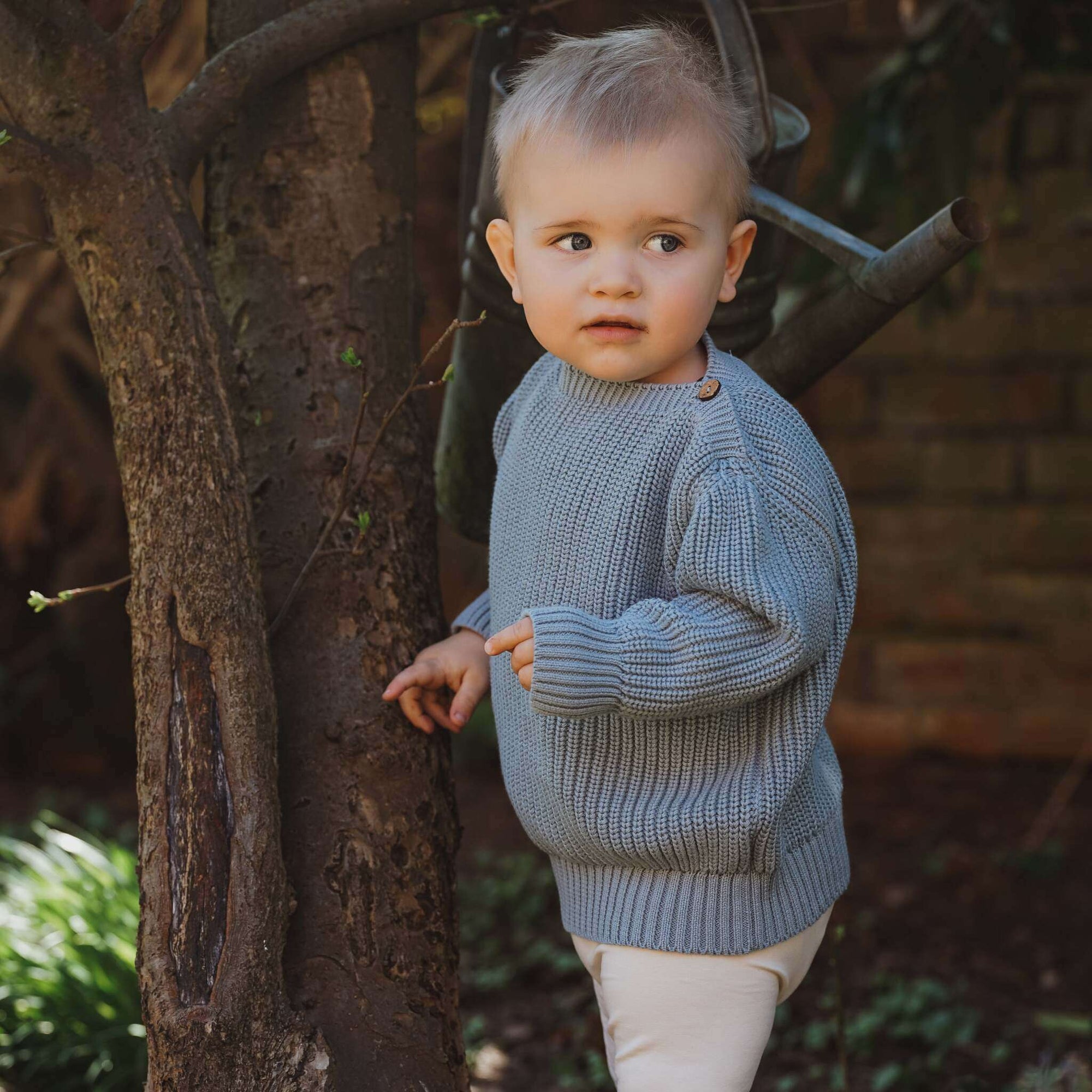 Organic Oversize Knit Pulli - Dusty Blue