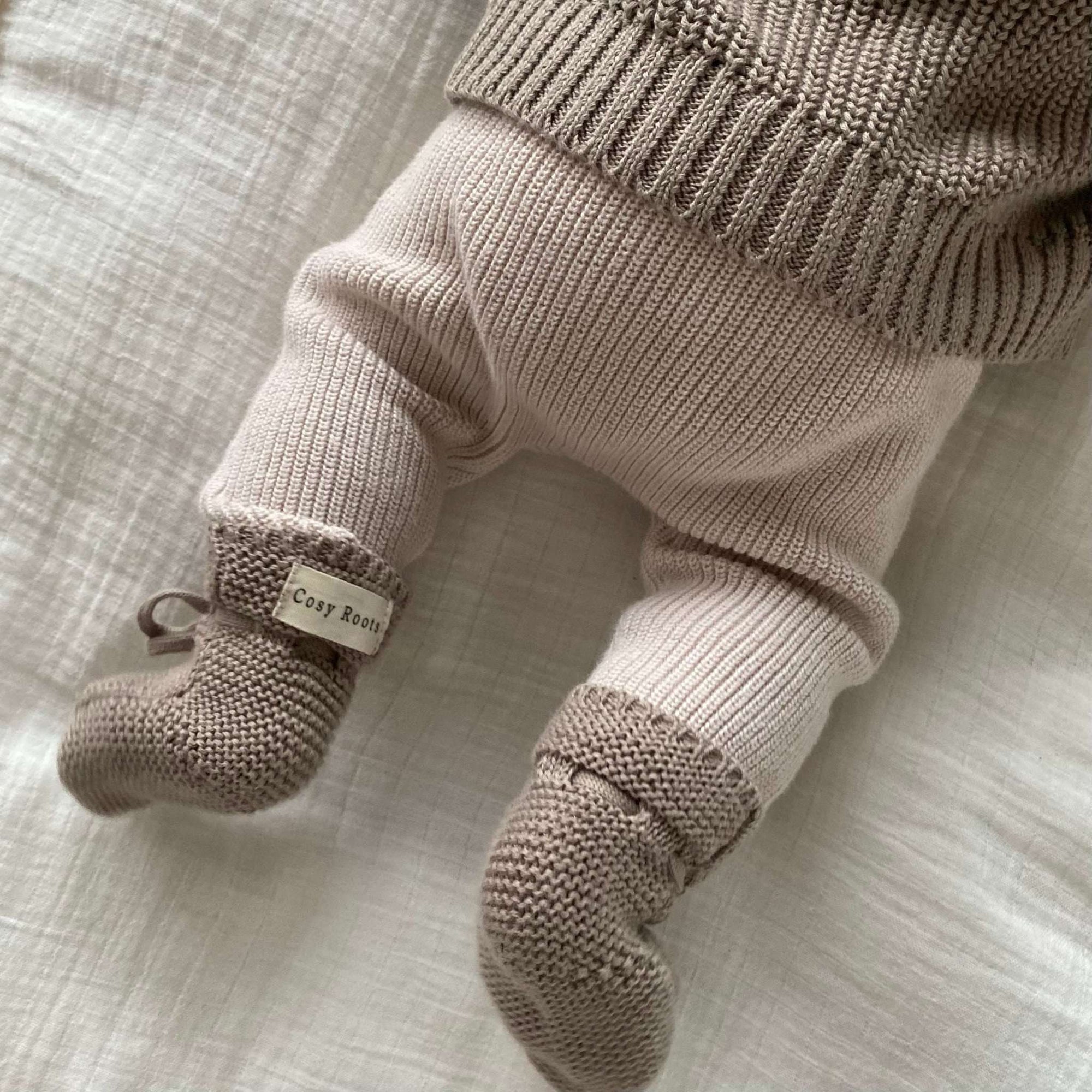 Organic Knit Booties - Caramel