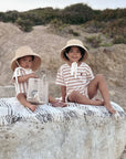 Organic Terry Shorts - Latte Striped