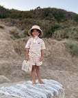 Organic Terry Shorts - Latte Striped