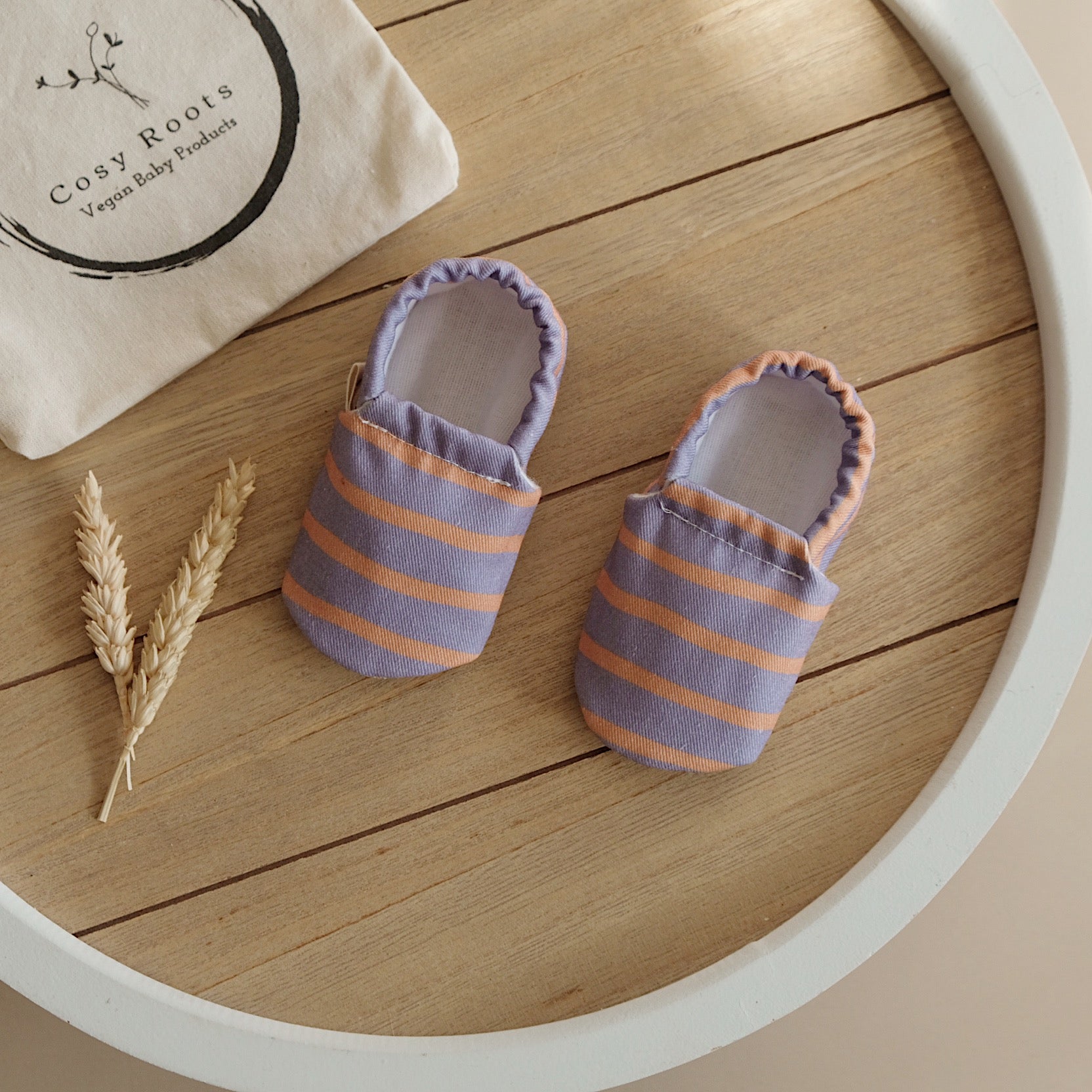 Vegan Shoes - Sunset Sorbet (lavender/orange striped) – Cosy Roots GmbH