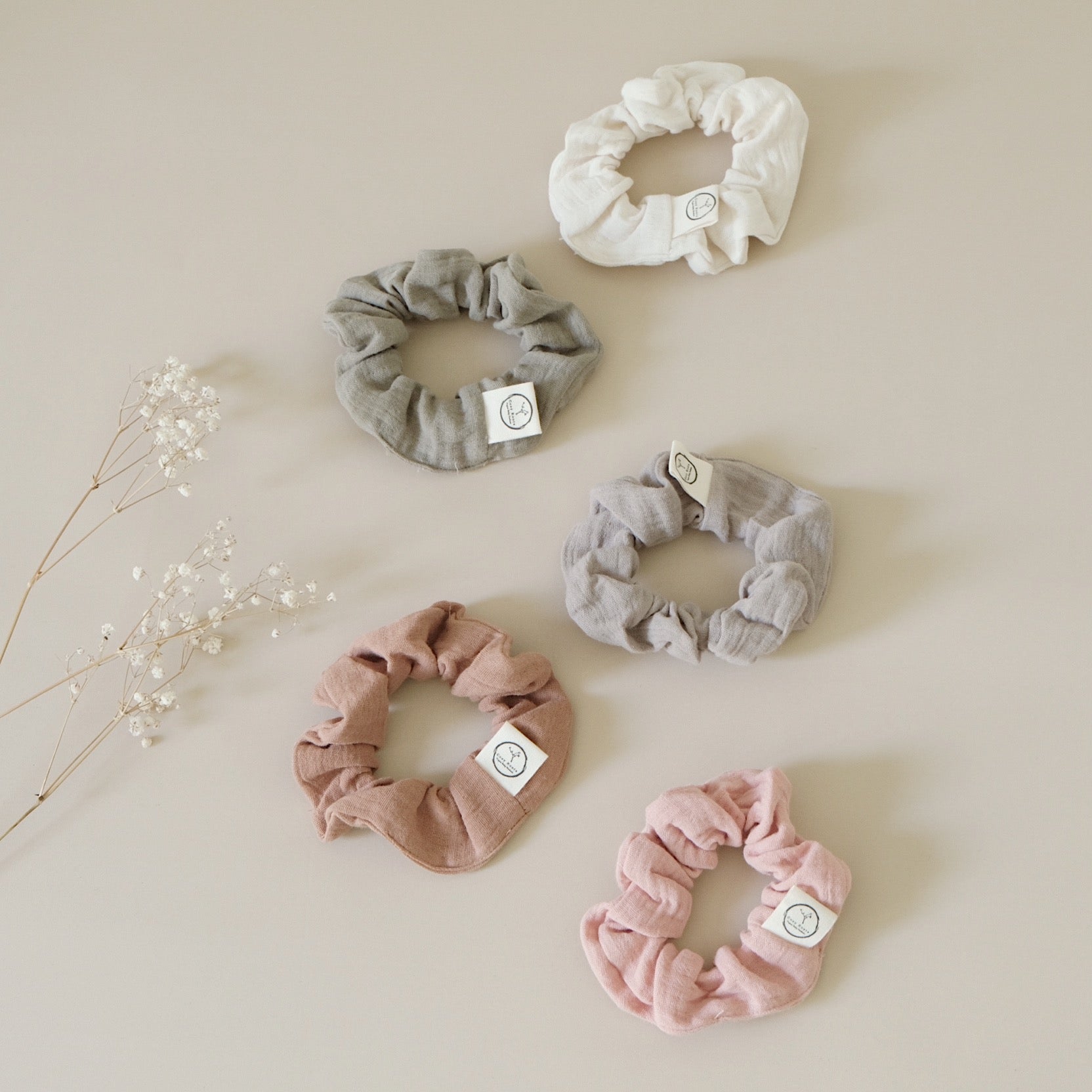 Organic Muslin Scrunchies - Walnut/Sand