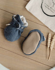 Organic Fleece Booties - Blue Melange - SALE