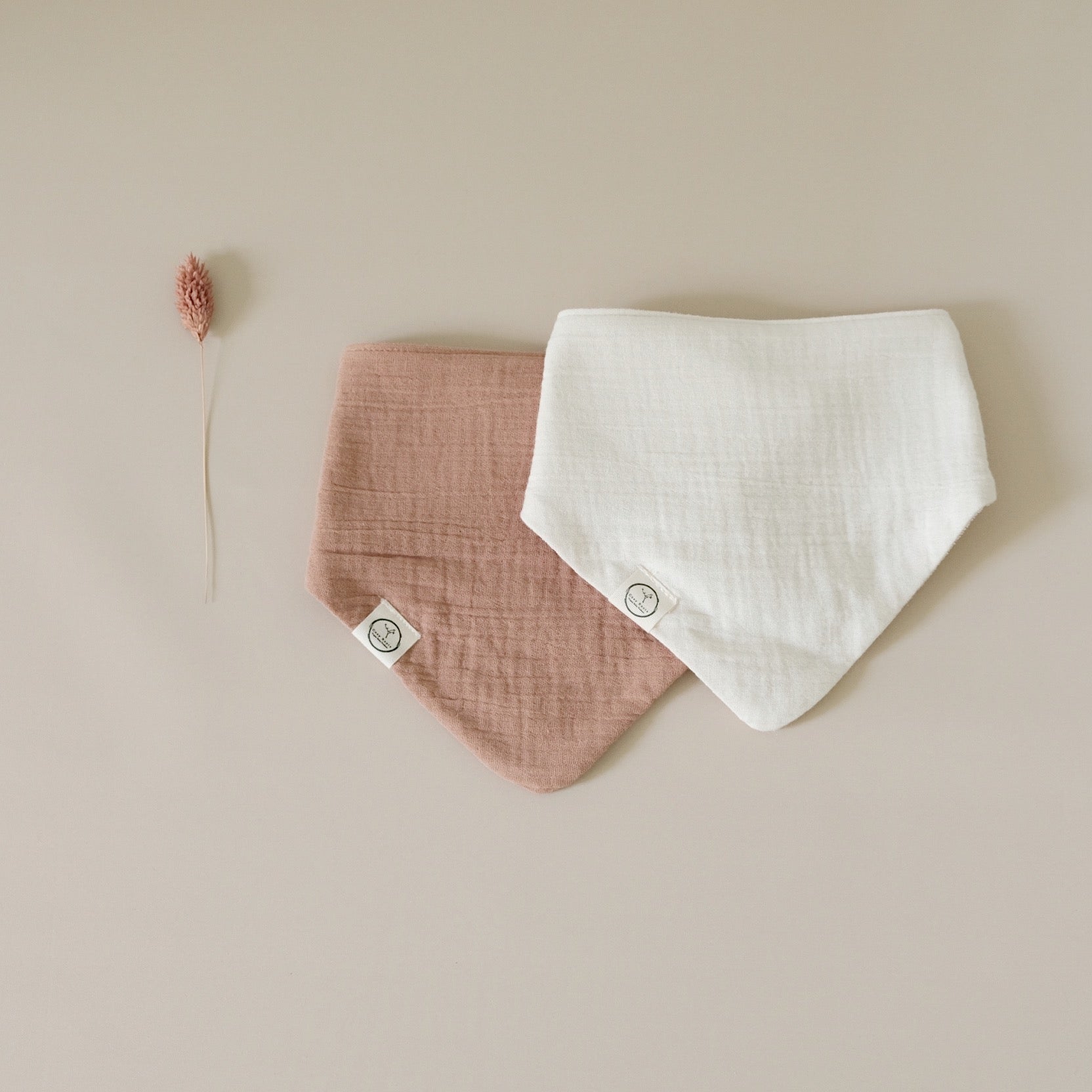 Organic Muslin Bibs - Walnut/Sand