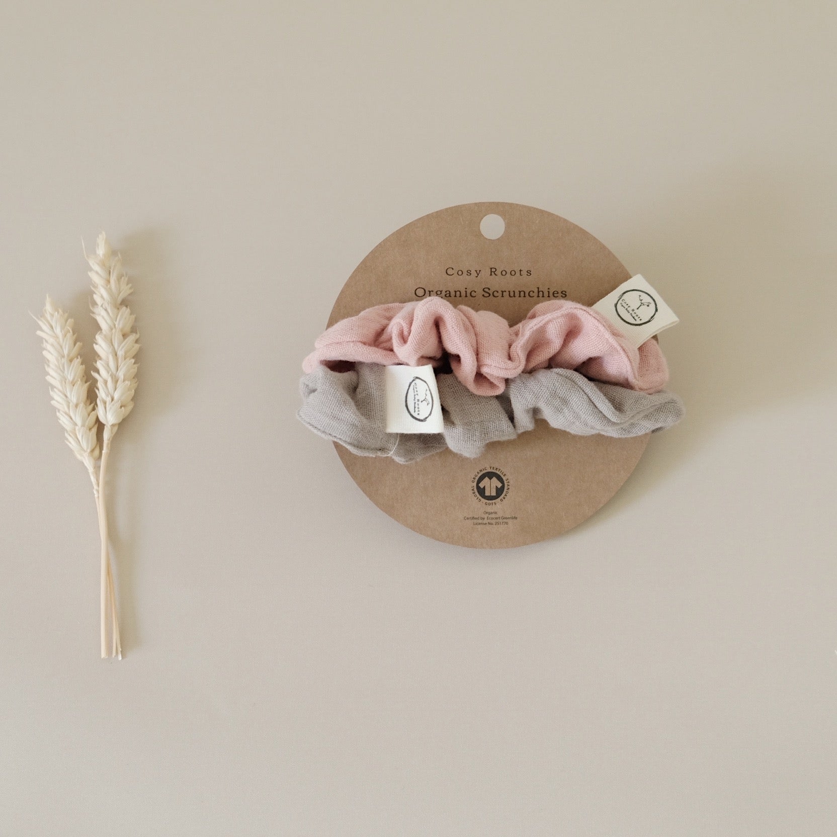 Organic Muslin Scrunchies - Dusty Rose/Caramel