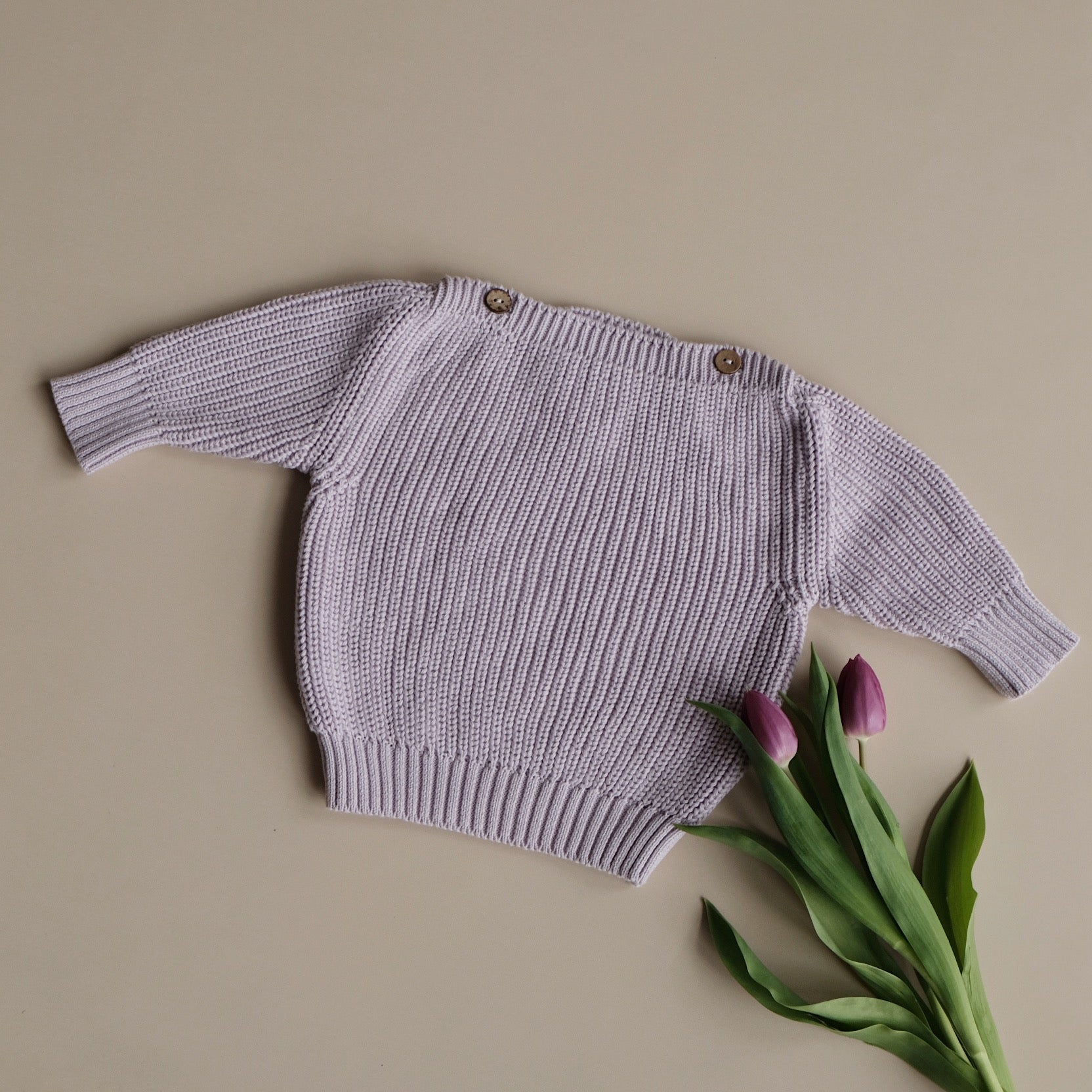 Organic Oversize Knit Pulli - Lavender
