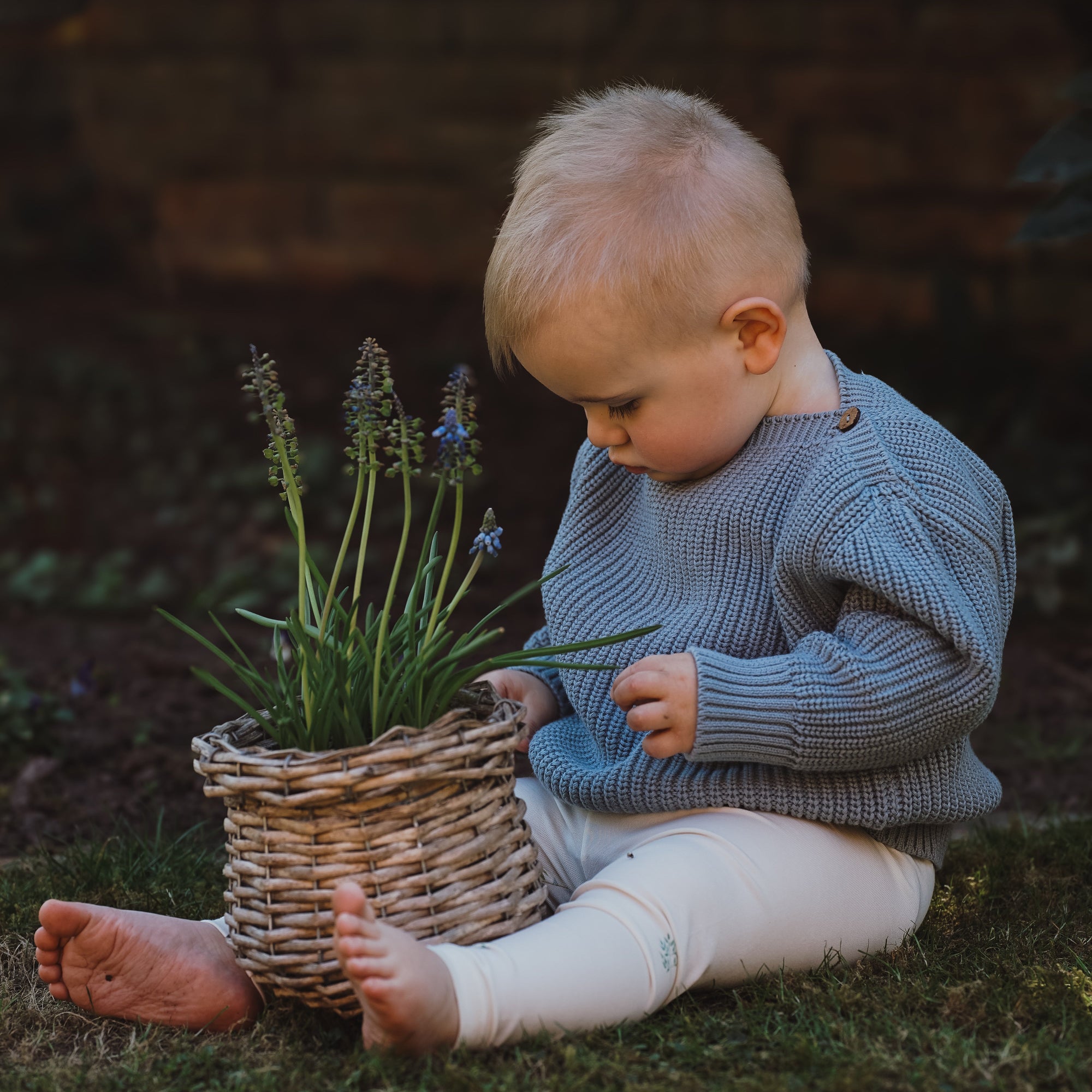 Organic Oversize Knit Pulli - Dusty Blue