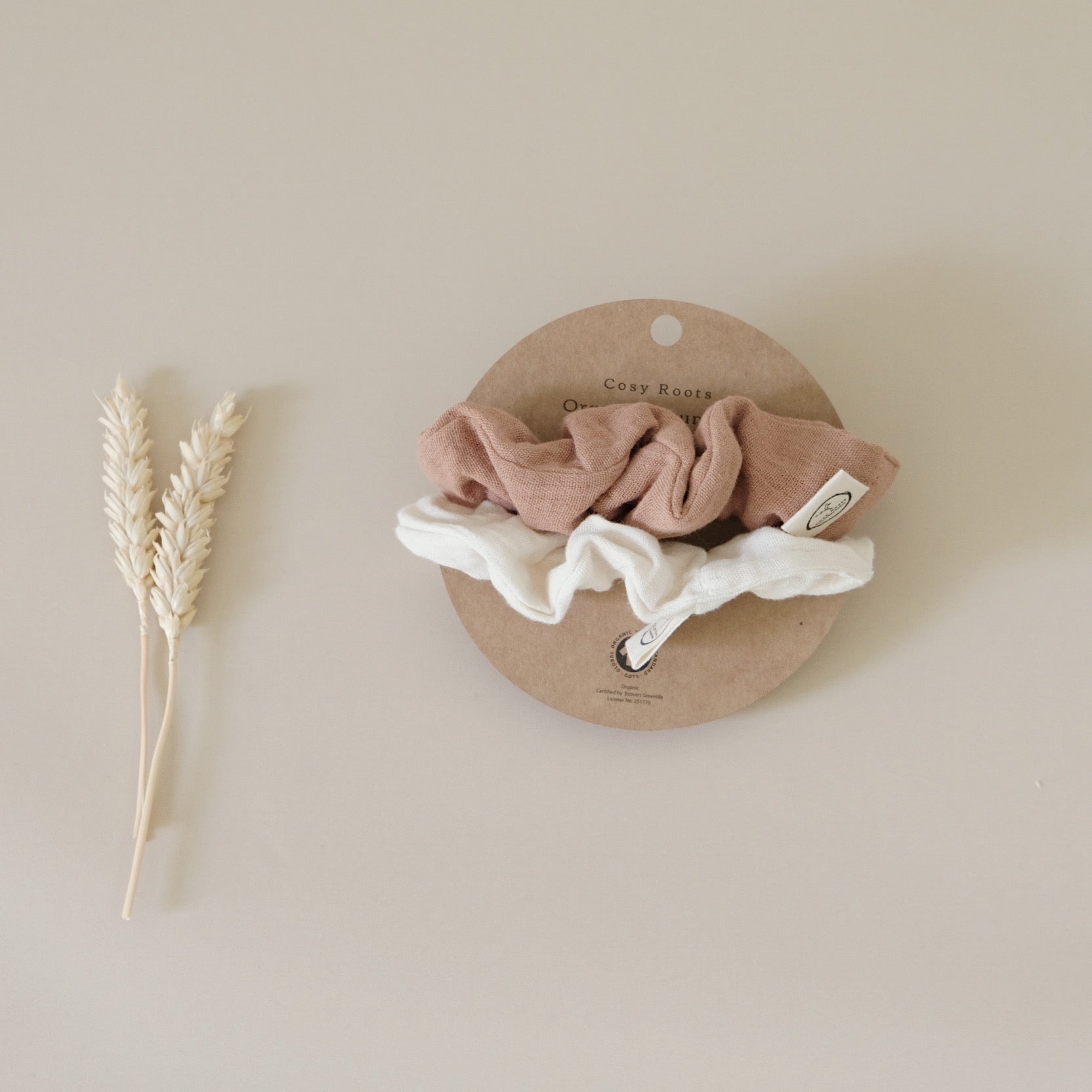 Organic Muslin Scrunchies - Walnut/Sand