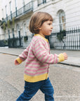 GOTS Organic Knit Cardigan - Pink Stripes