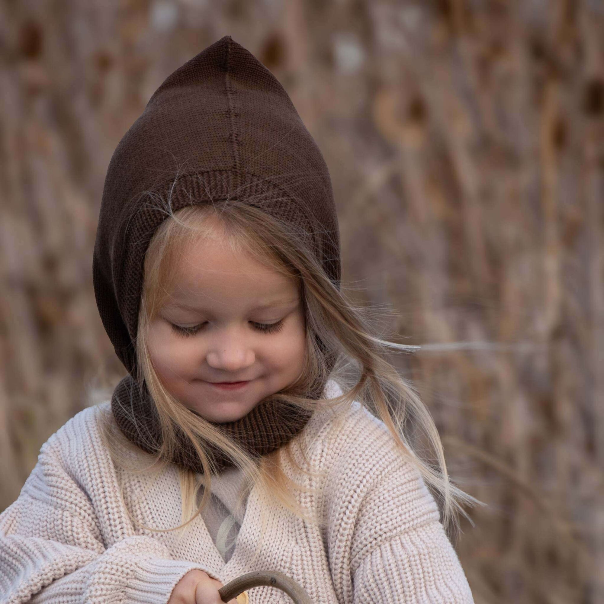Organic Knit Balaclava - Chocolate Brown