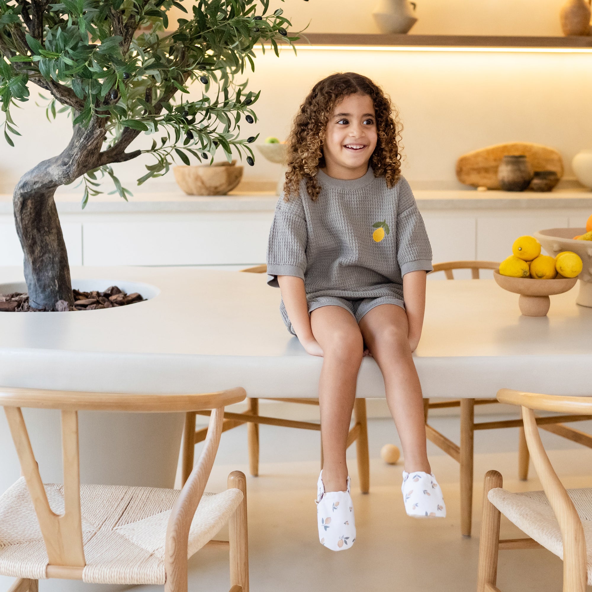 Organic Summer Knit Shirt - Lemon Khaki