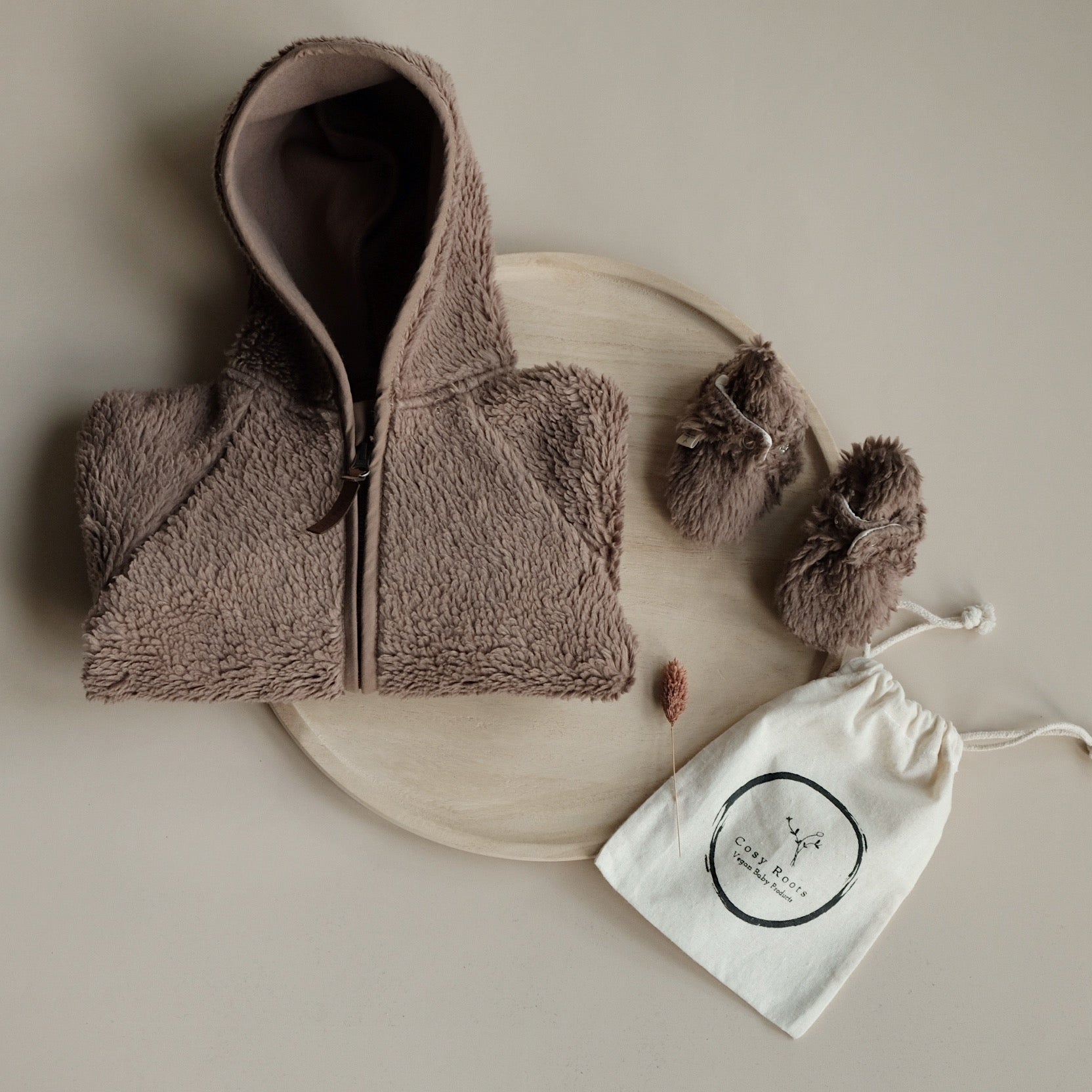 Organic Teddy Booties - Mocha