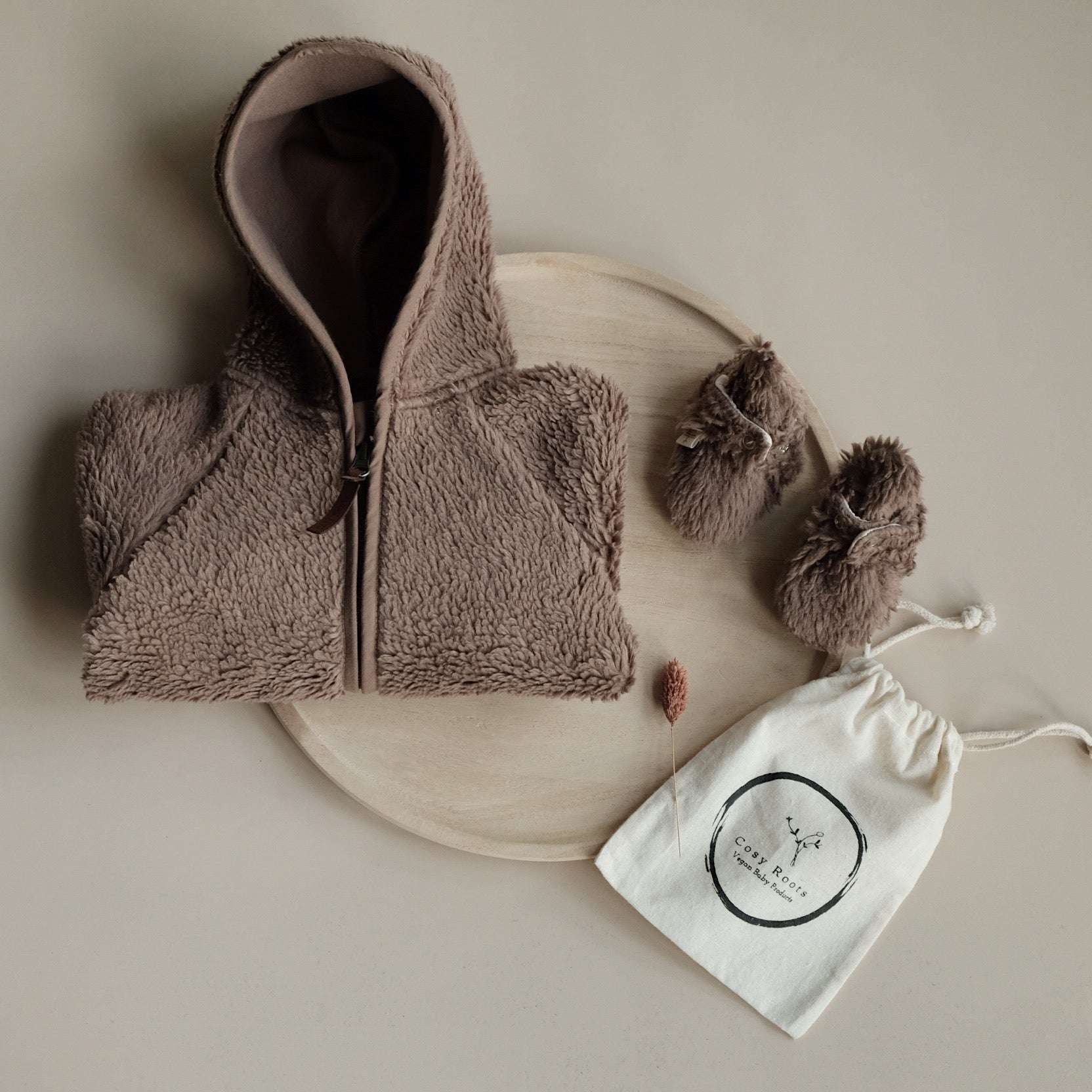 Organic Teddy Booties - Mocha - SALE