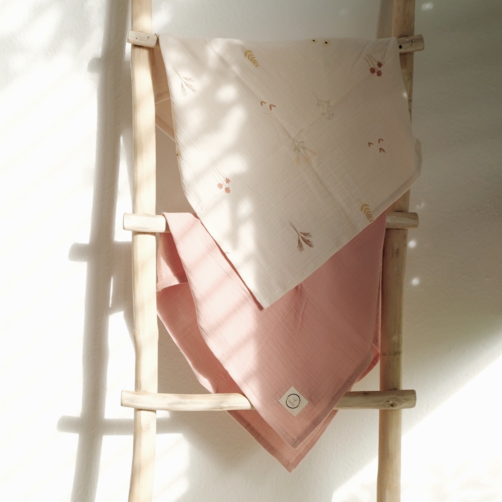 Organic Muslin Swaddle Set - Wildflowers/Dusty Rose