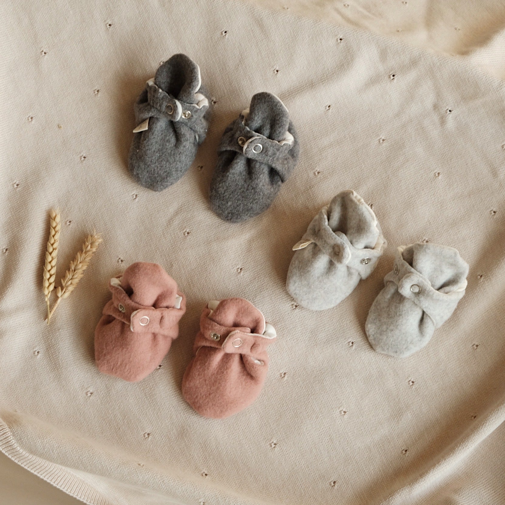 Organic Fleece Booties - Light Grey Melange