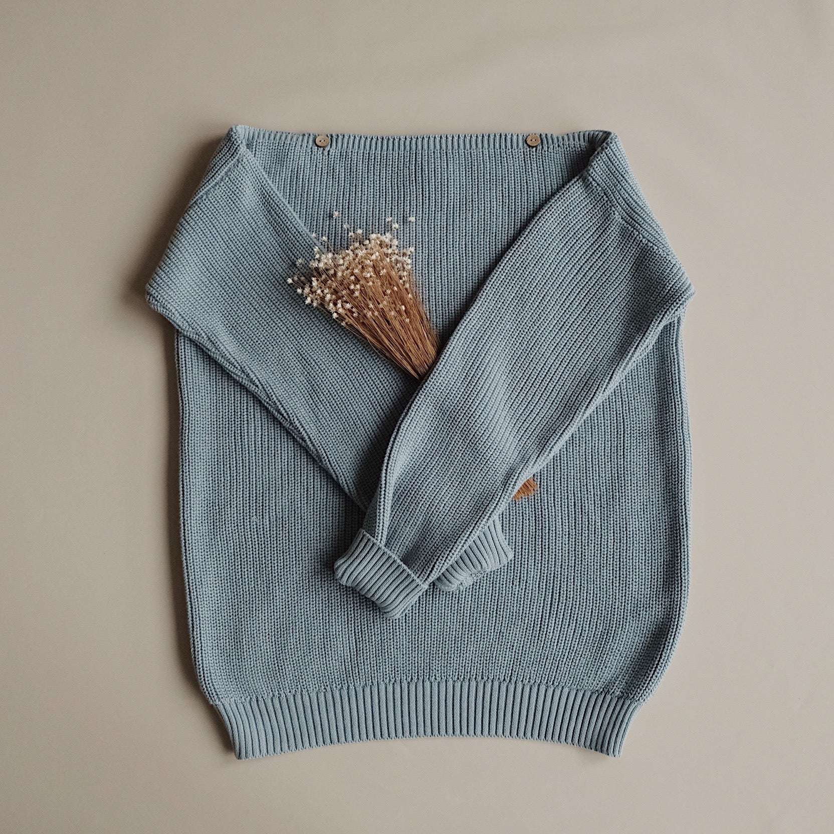 Organic Oversize Knit Sweater - MUM - Dusty Blue