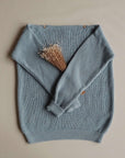 Organic Oversize Knit Sweater - MUM - Dusty Blue