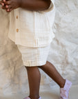 Organic Muslin Shirt with Buttons - Sand