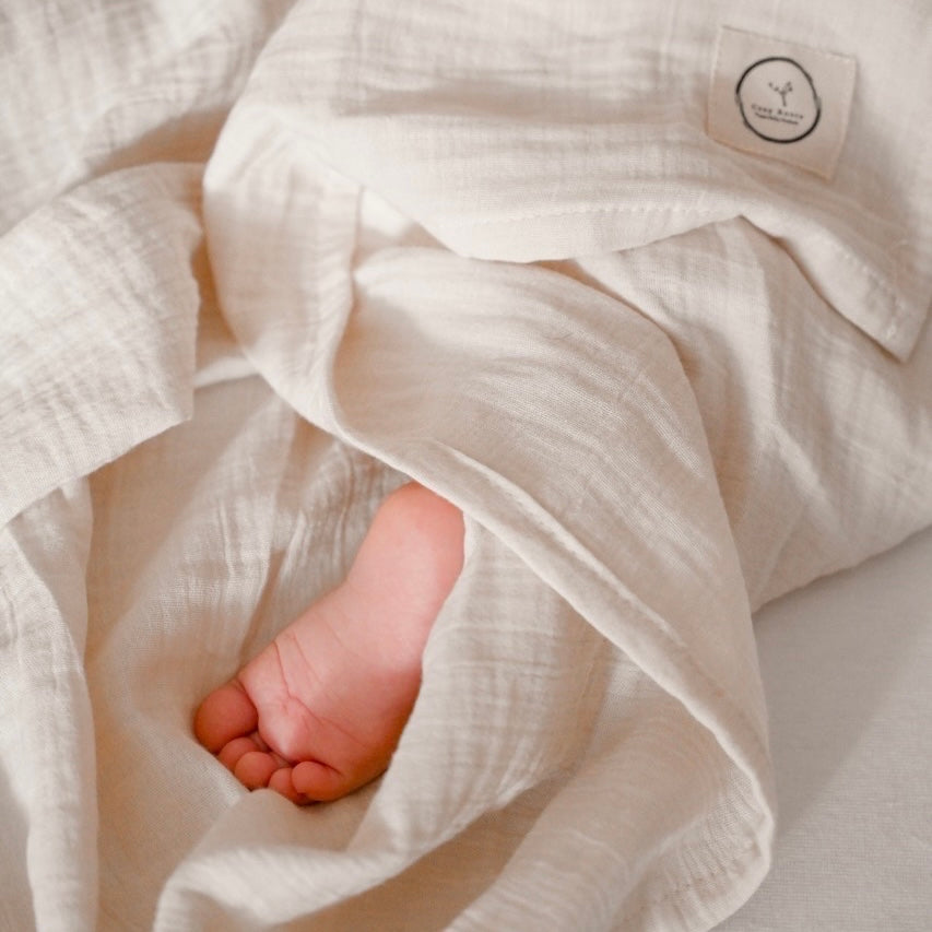 Organic Muslin Swaddle - Sand - 120x120cm