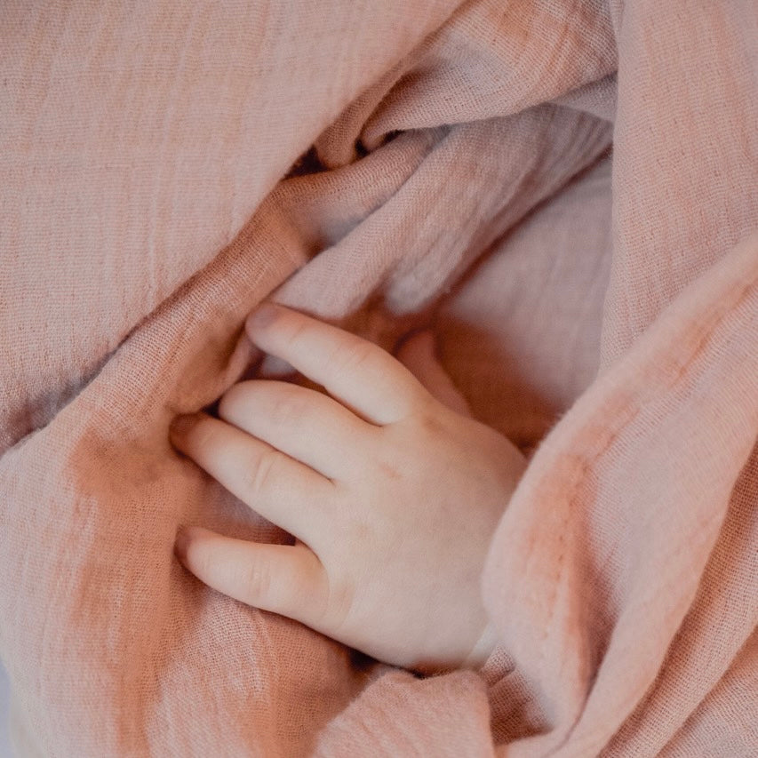 Organic Muslin Swaddle - Dusty Rose - 120x120cm