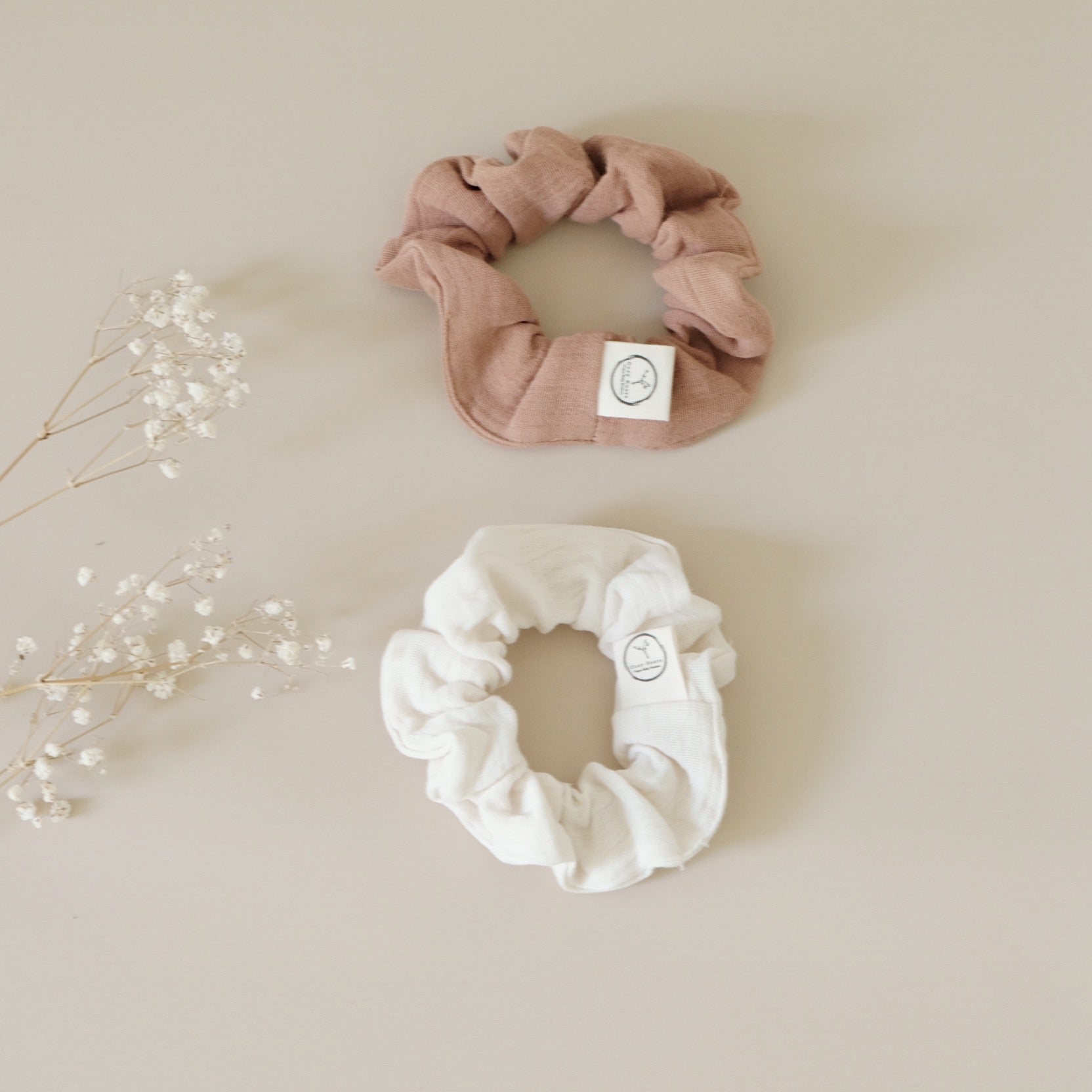 Organic Muslin Scrunchies - Walnut/Sand