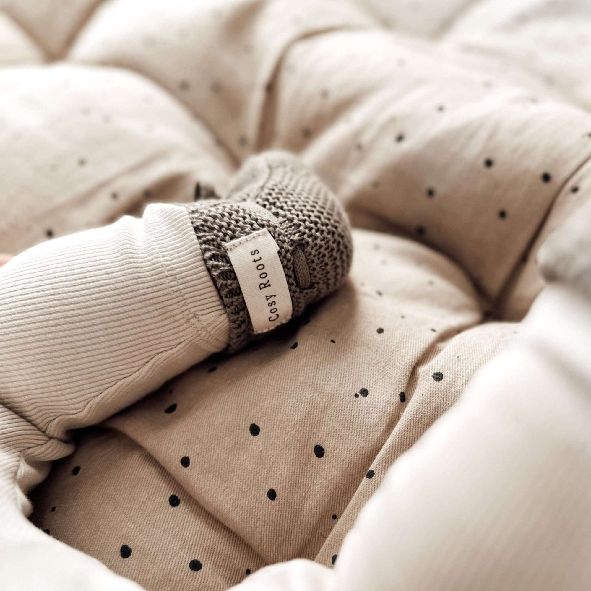 Organic Knit Booties - Khaki - S A L E