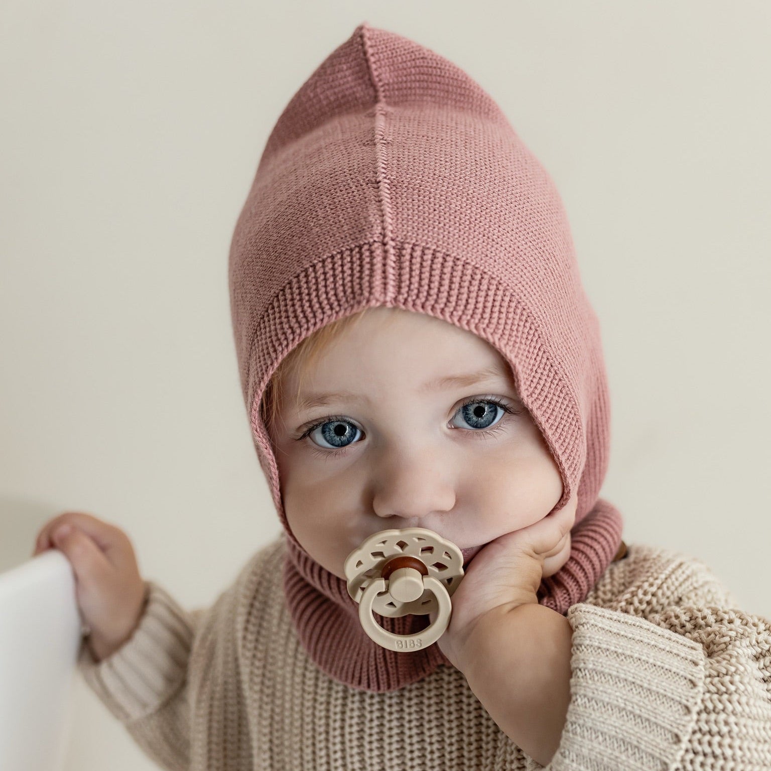 Organic Knit Balaclava - Dusty Rose