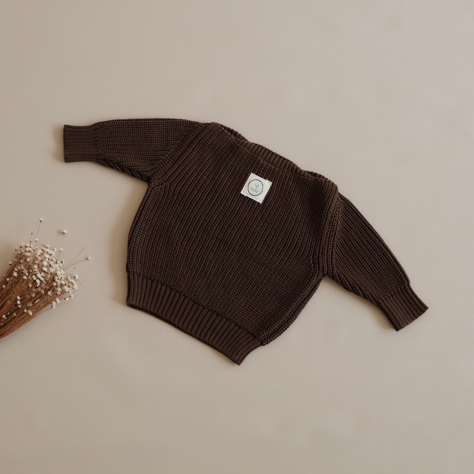Organic Oversize Knit Pulli - Chocolate
