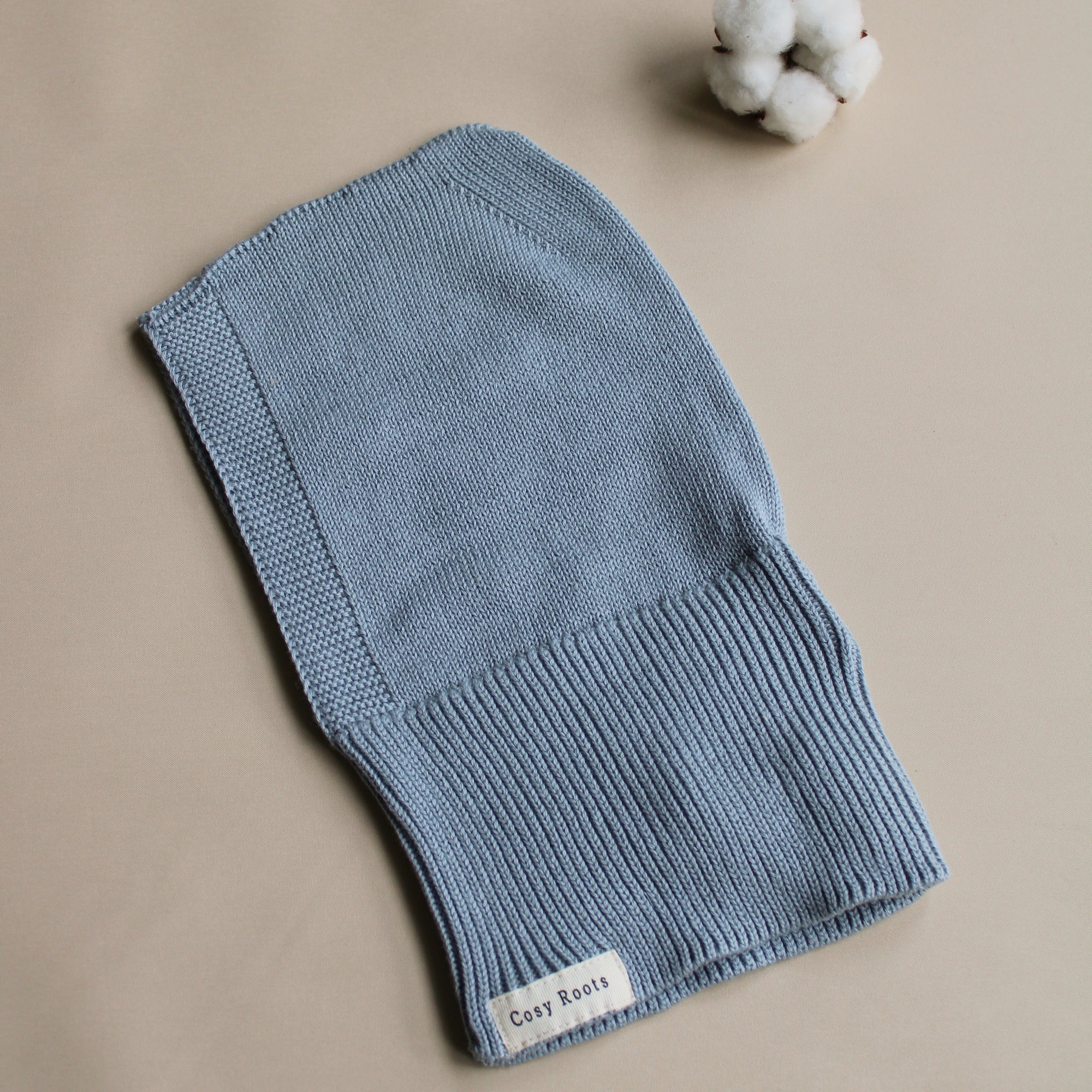 Organic Knit Balaclava - Dusty Blue