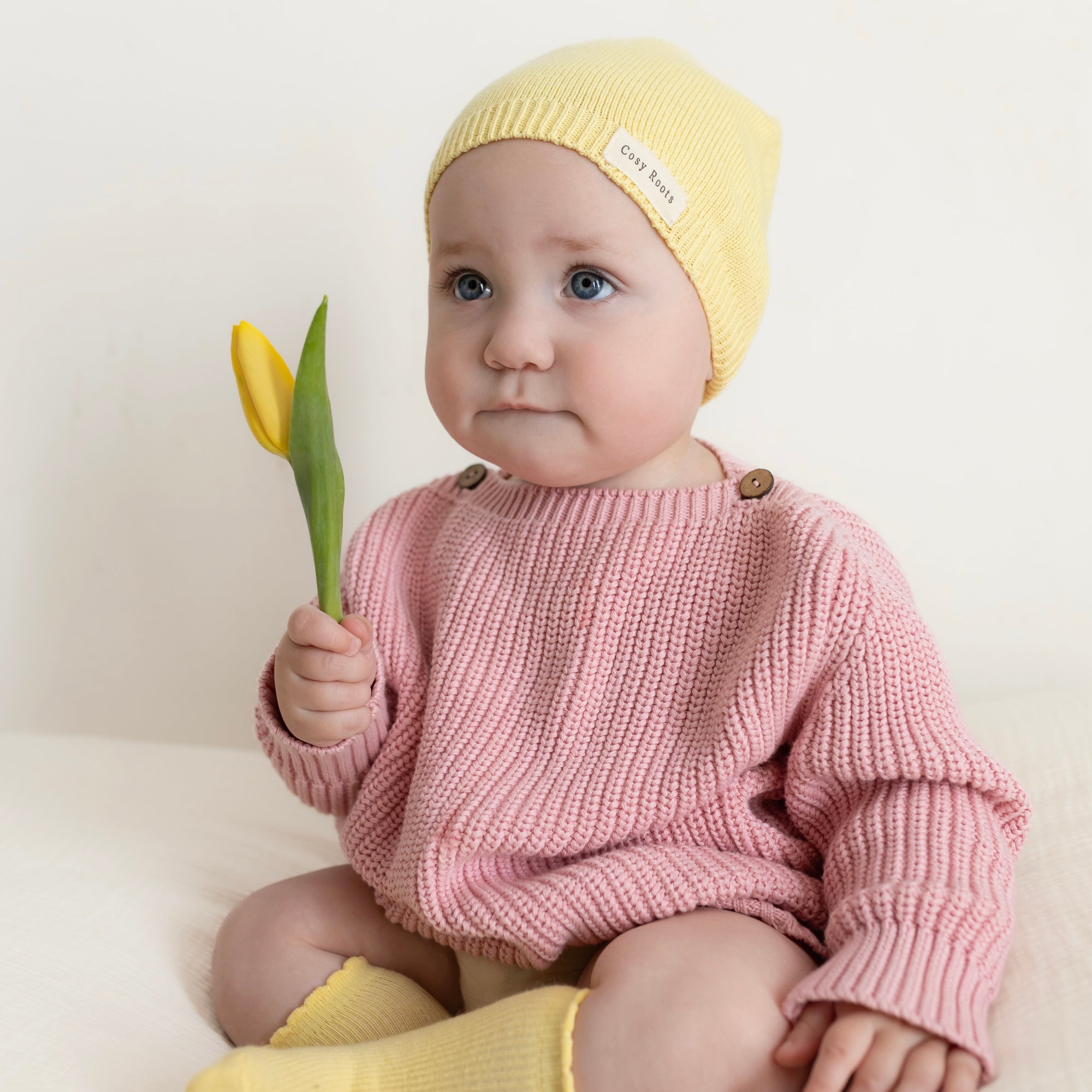 Organic Thin Knit Beanie - Lemon Tonic