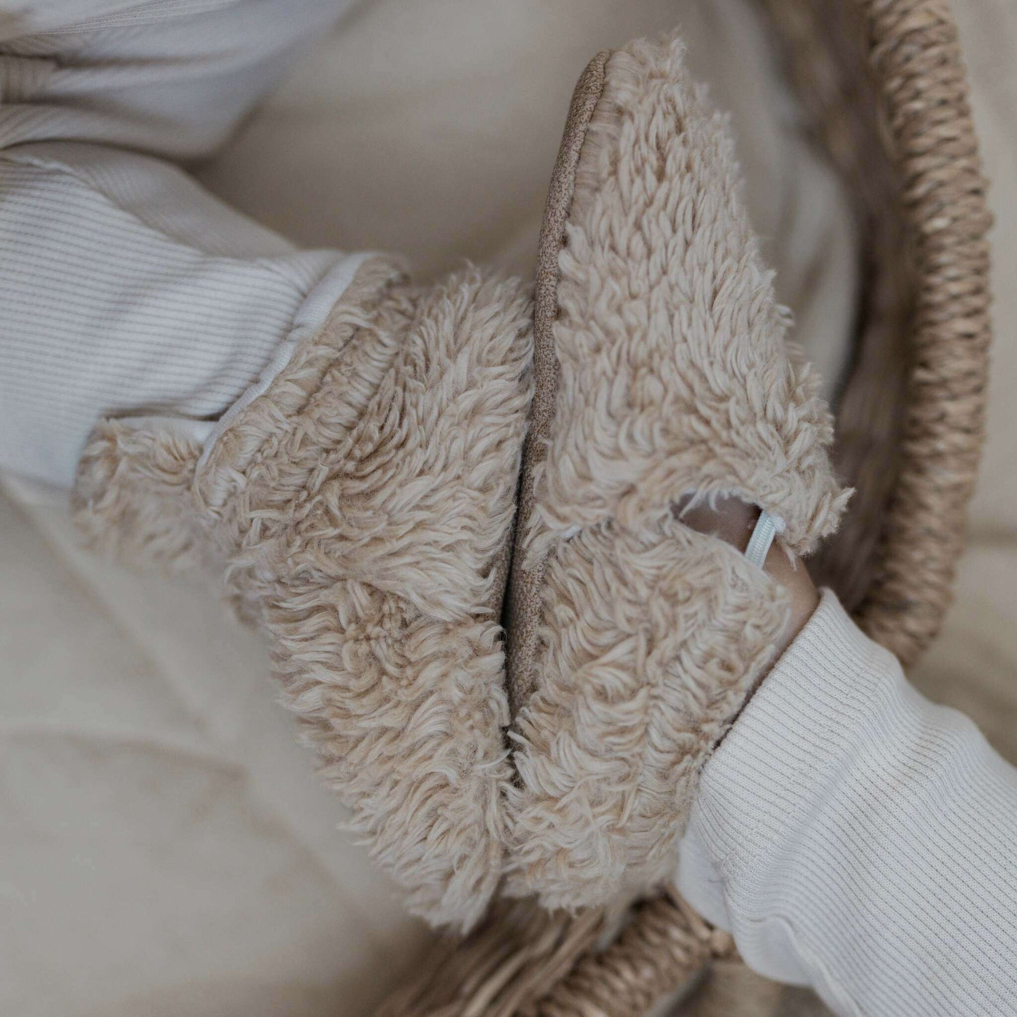 Organic Teddy Booties - Cream - SALE