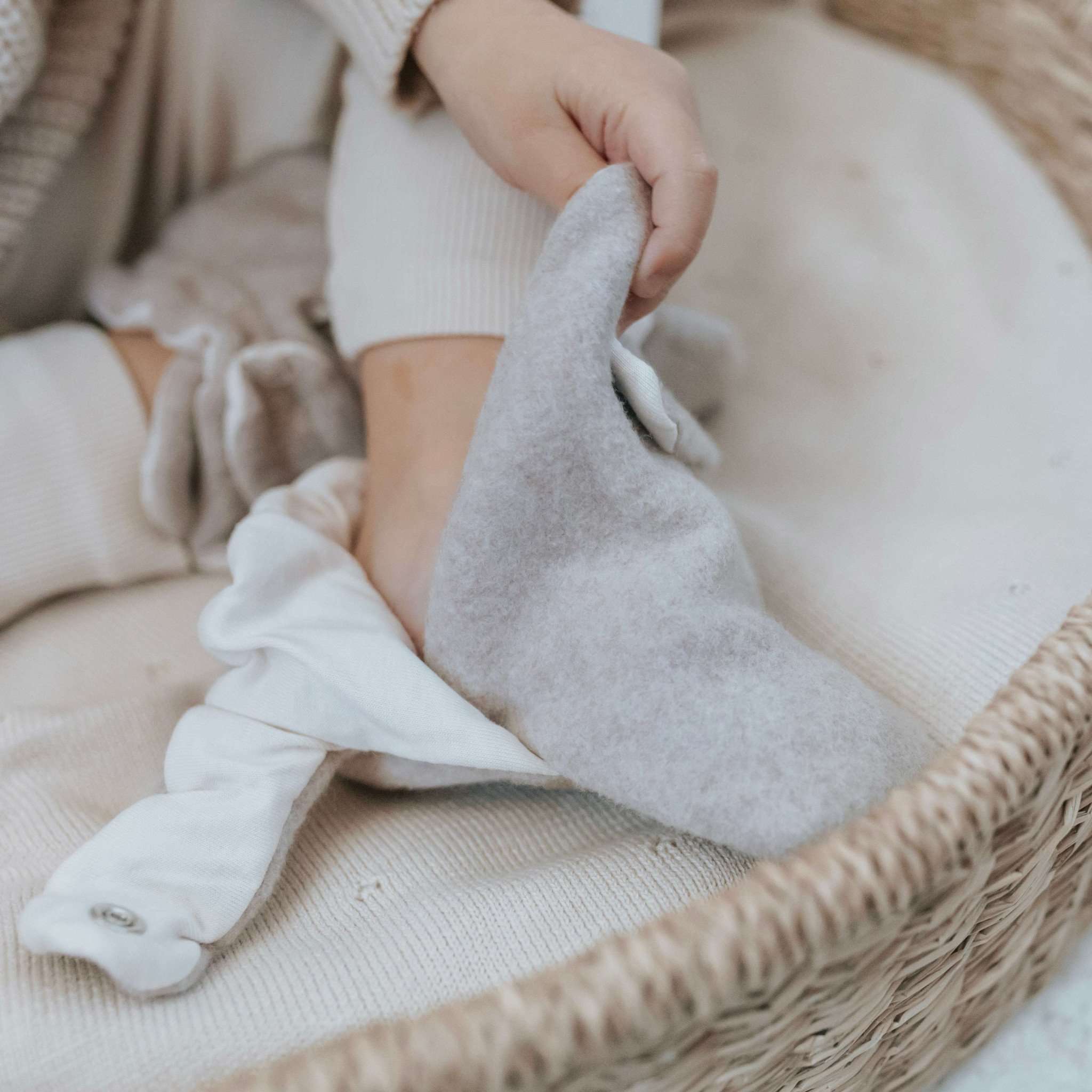 Organic Fleece Booties - Taupe Melange