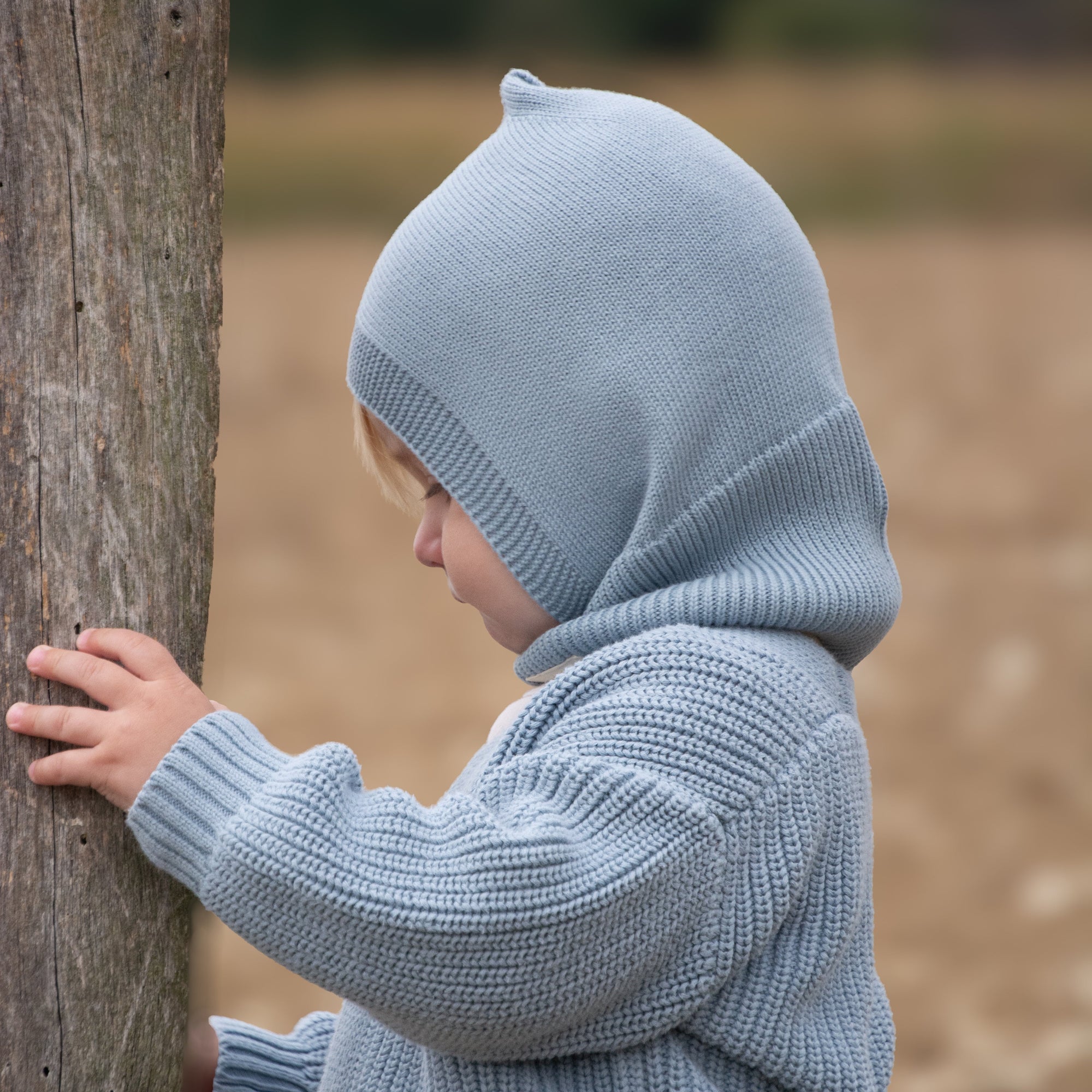Organic Knit Balaclava - Dusty Blue