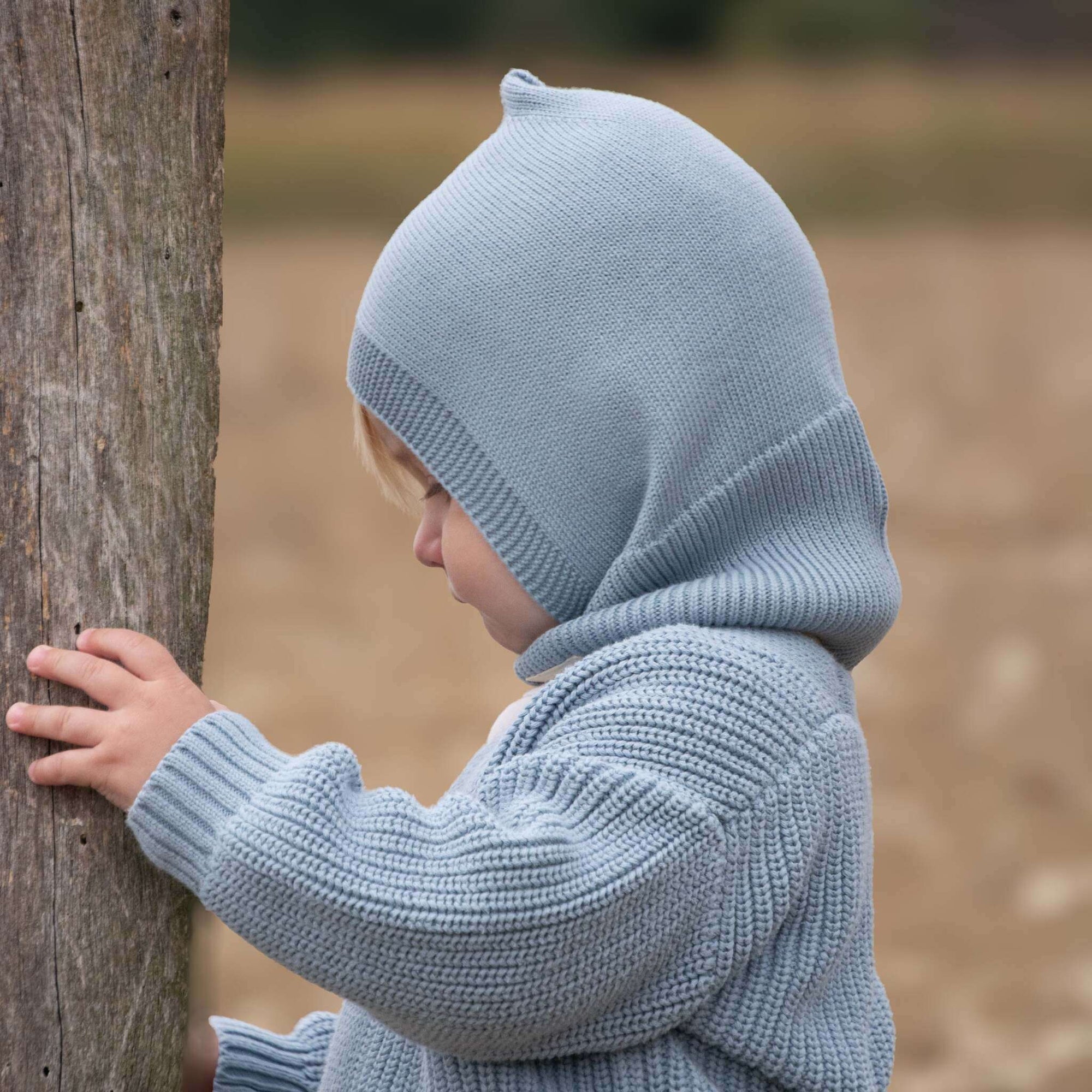 Organic Knit Balaclava - Dusty Blue